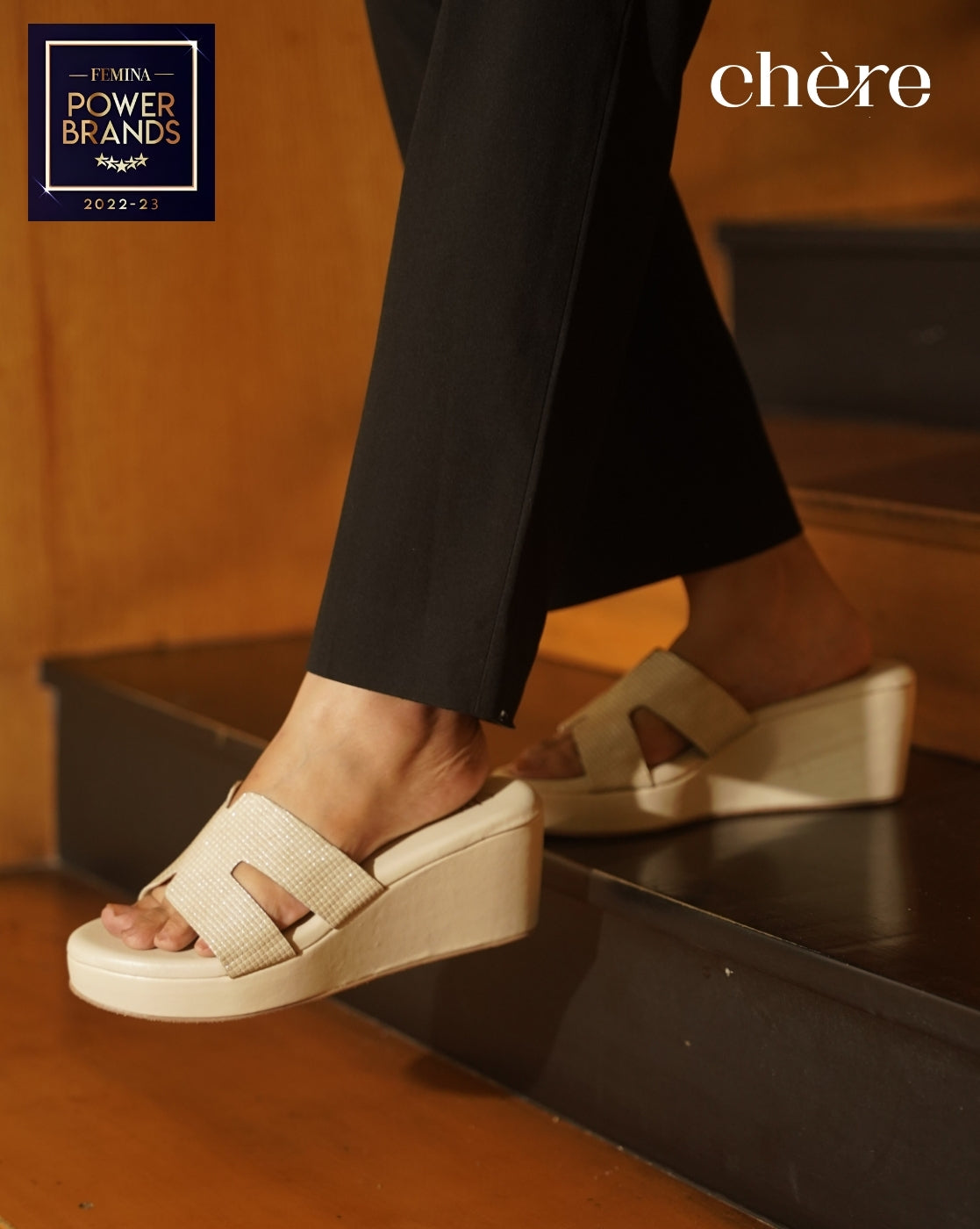 Nude Metallic Wide Strap Wedge Sandals Comfortable Women's Heels