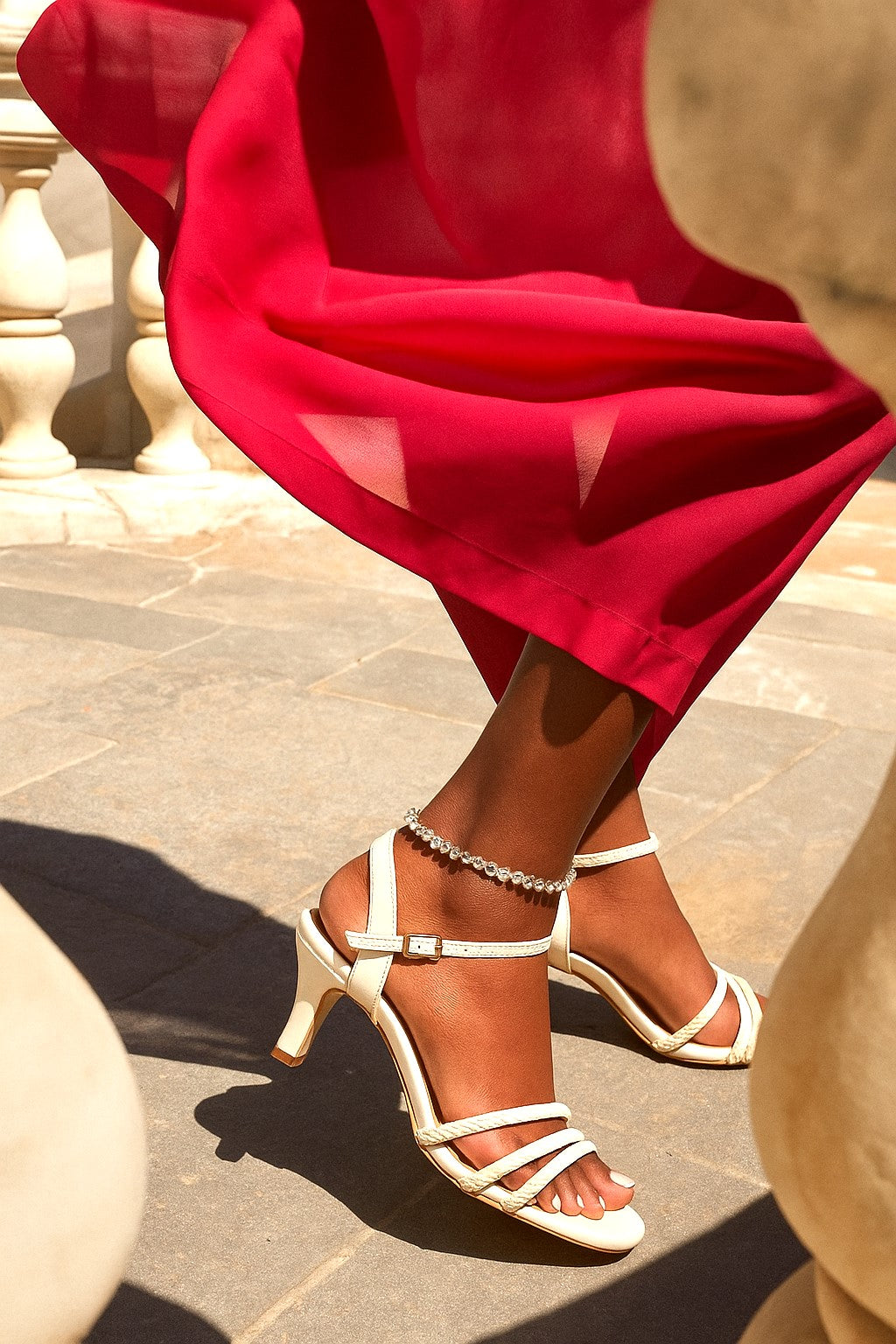 Chere Beige Pointed Toe Slingback Kitten Heels Elegant Women's Low Heels