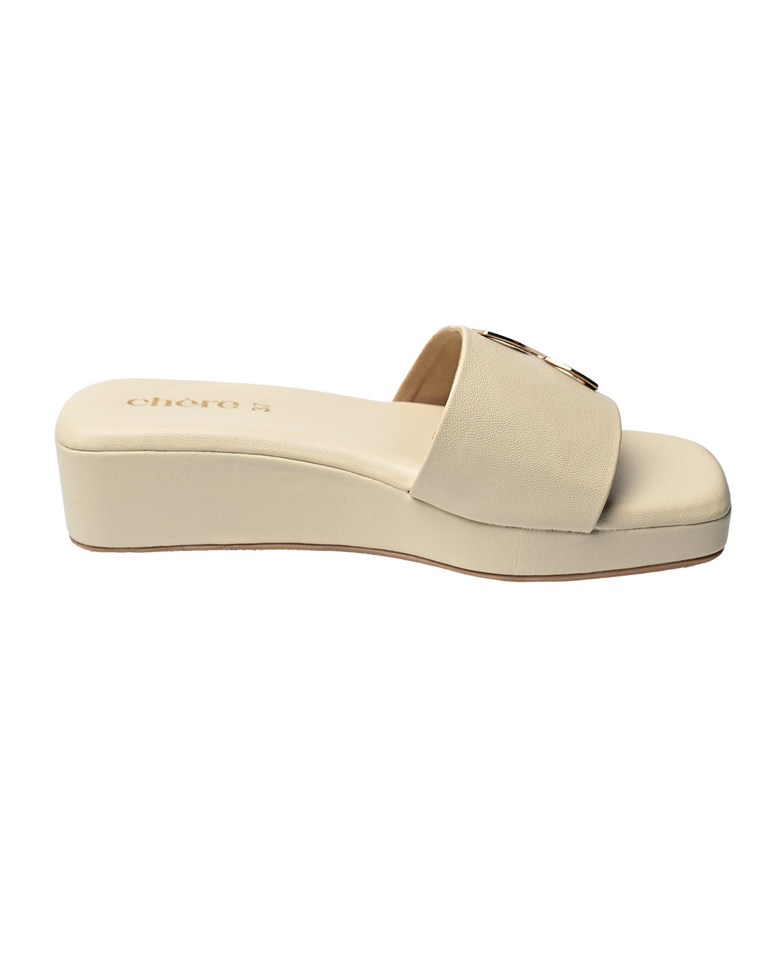 Chere Chain Accent Beige Wedge Sandals