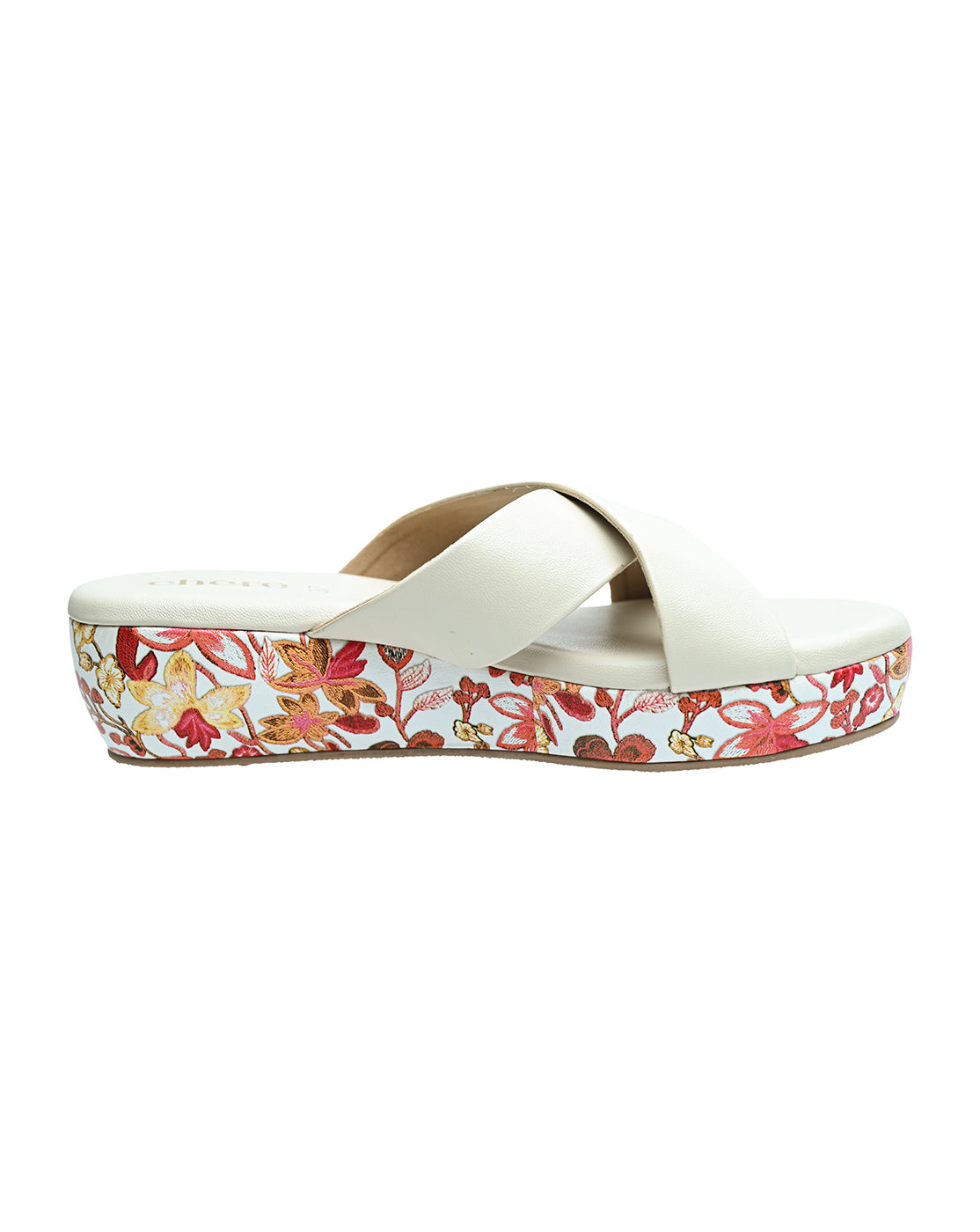 White Floral Platform Slides for Women | Comfortable & Trendy Summer Sandals