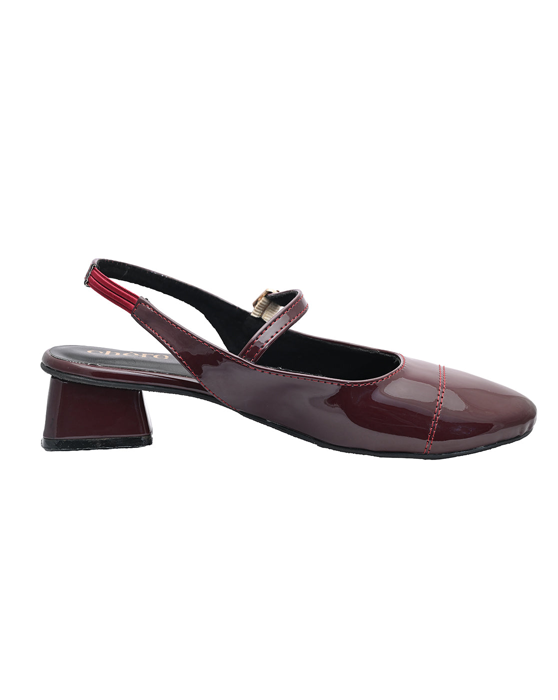 Burgundy Patent Leather Square Toe Mary Jane Block Heels | Retro Chic Women's Pumps