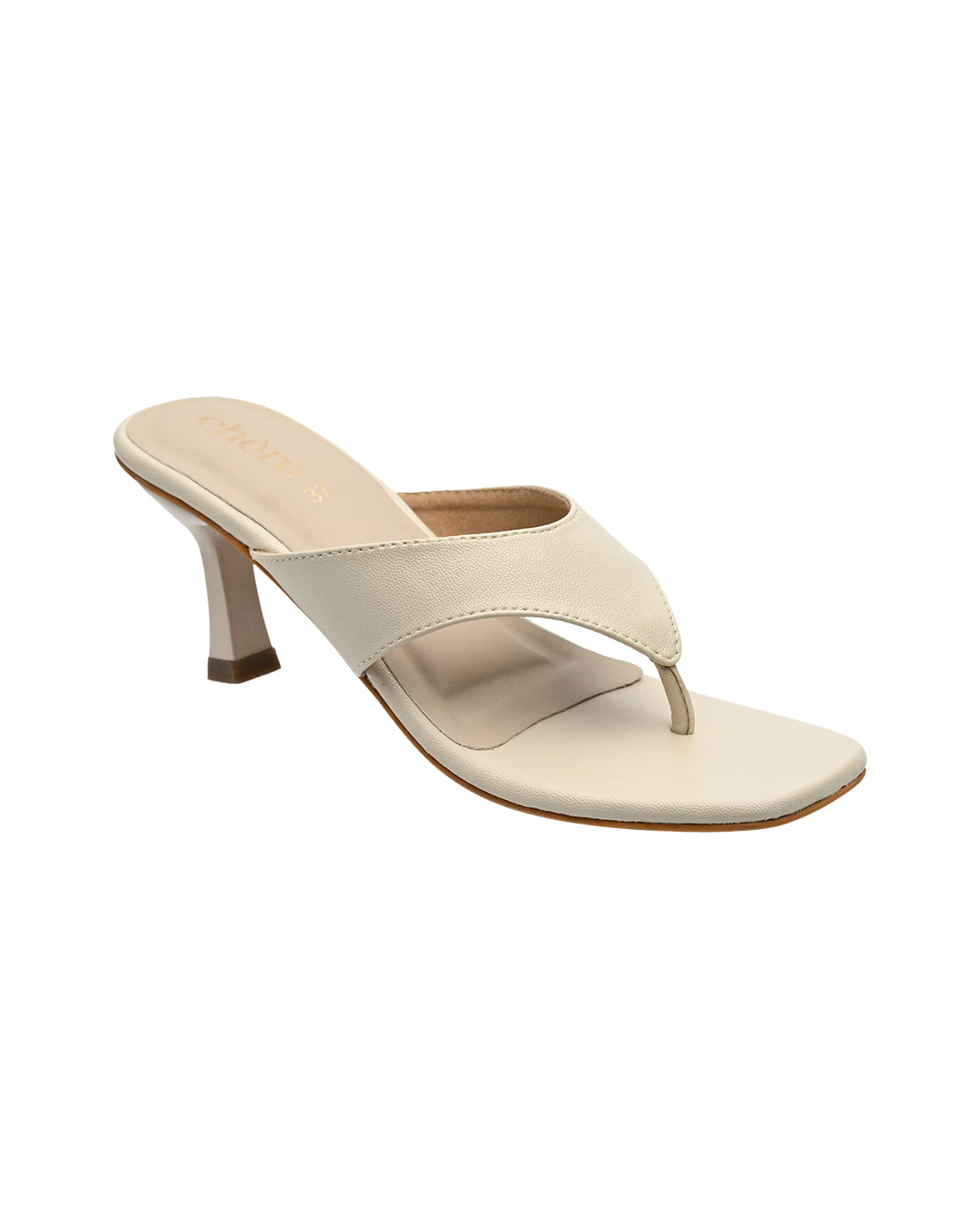 Elegant Ivory Kitten Heel Thong Sandals | Chic & Comfortable Women's Footwear
