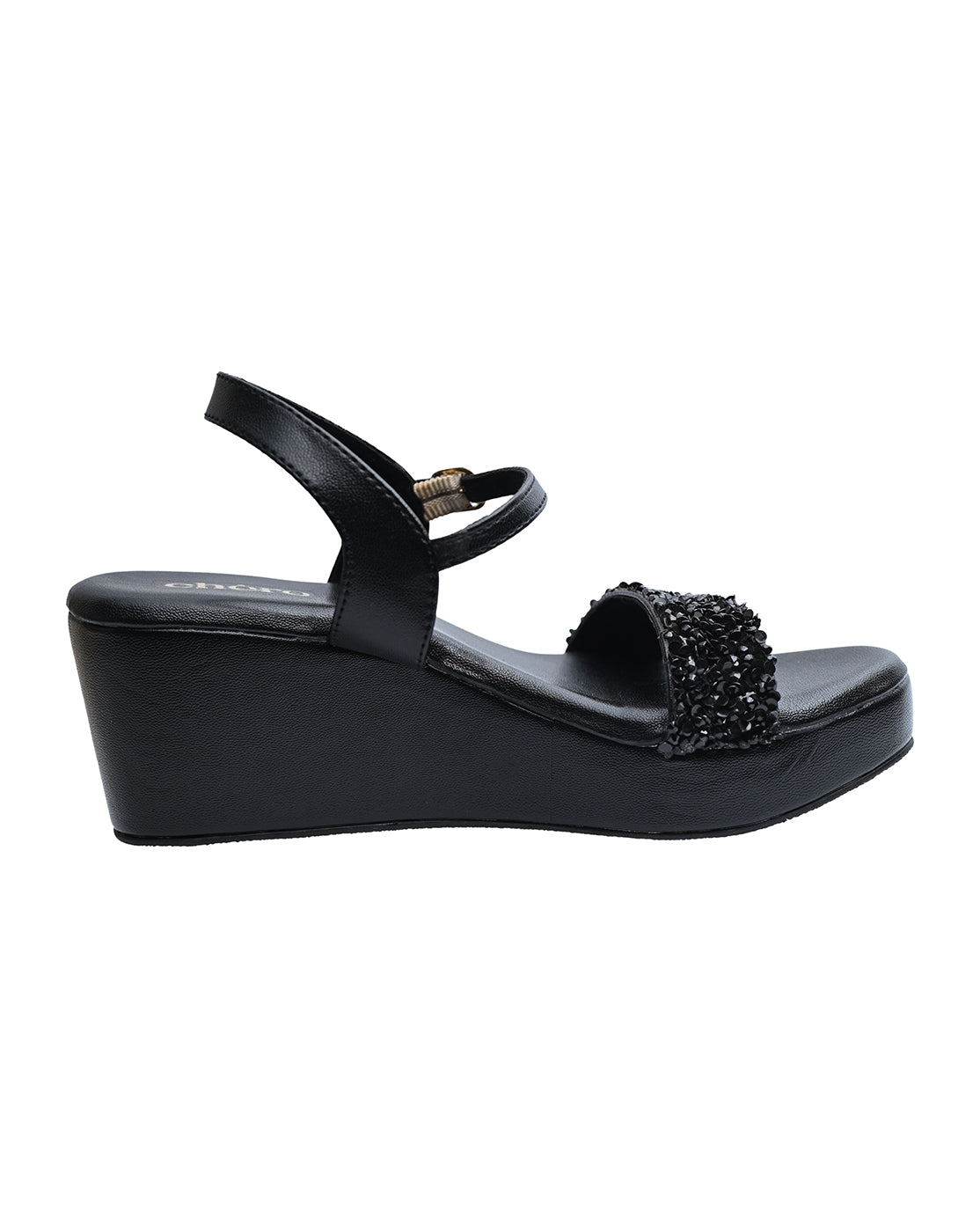 Chere Luxe Pearl Embellished Wedge Heels
