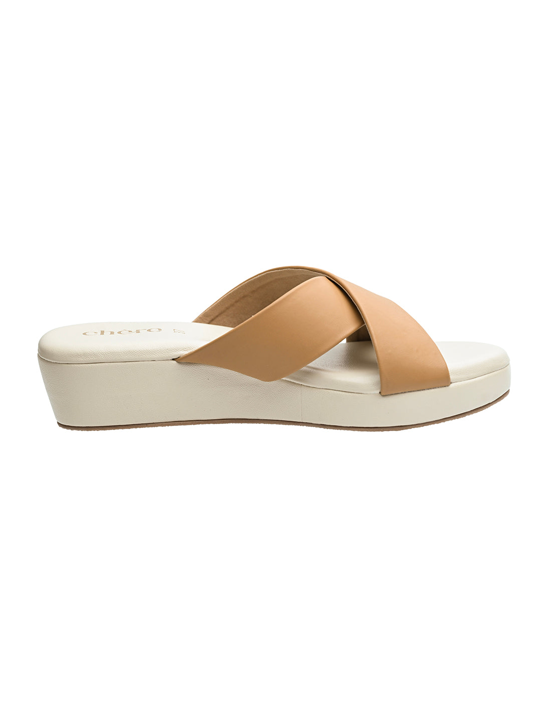Tan & Beige Cross-Strap Wedge Slides for Women | Daily Comfort & Travel Friendly
