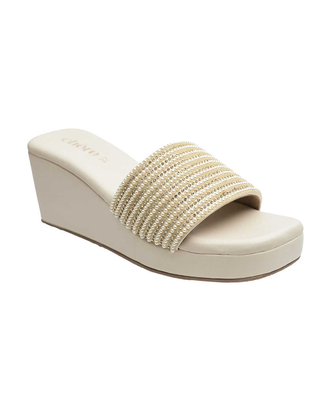 Golden Embellished Wedge Sandals | Elegant Party Wear Women's Heels