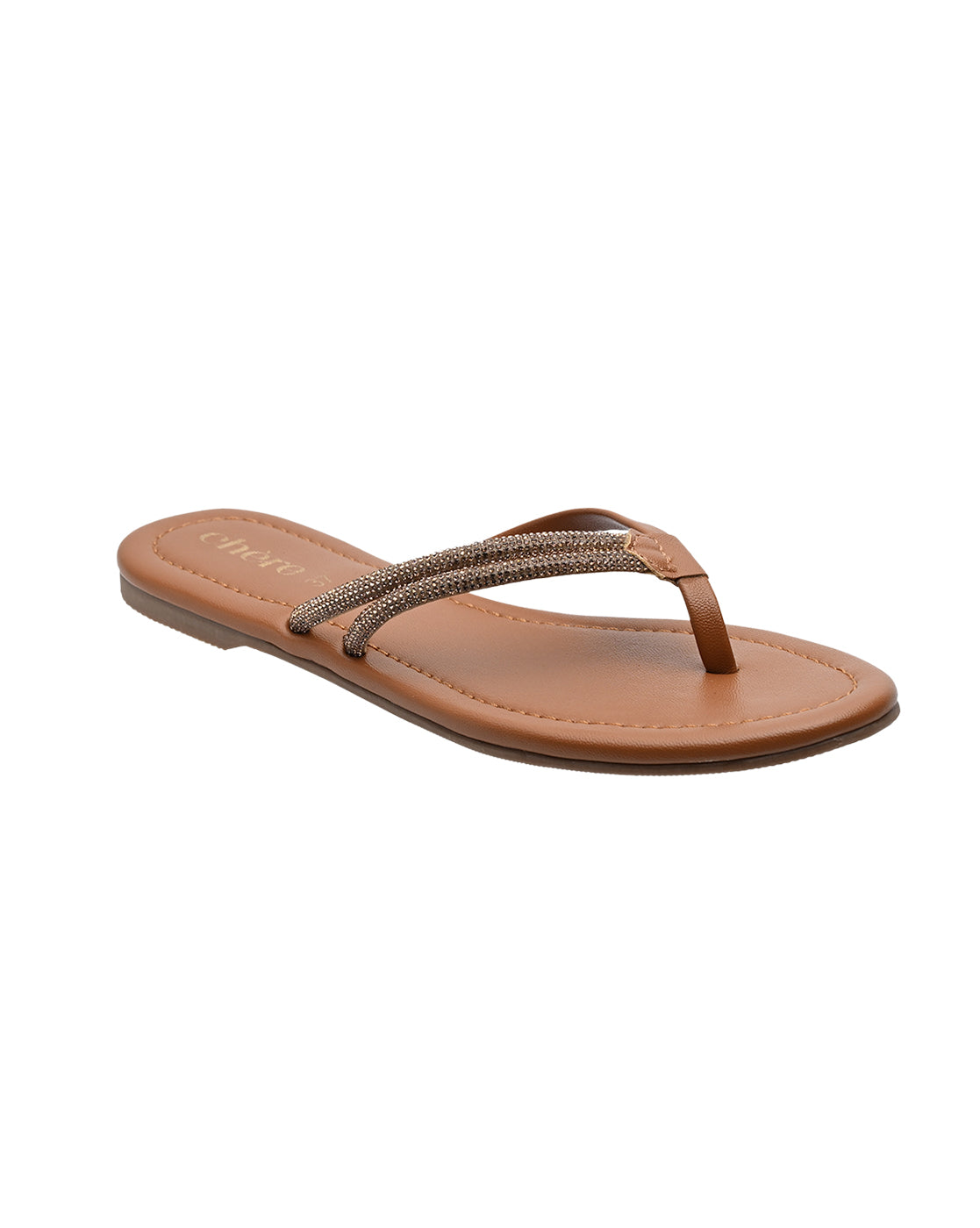 Chere Brown Thong Sandals with Braided Strap | Casual Women's Summer Flats
