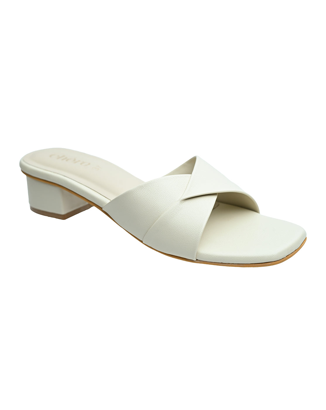 Chere Cream Criss-Cross Strap Block Heel Mules | Modern Women's Slip-Ons