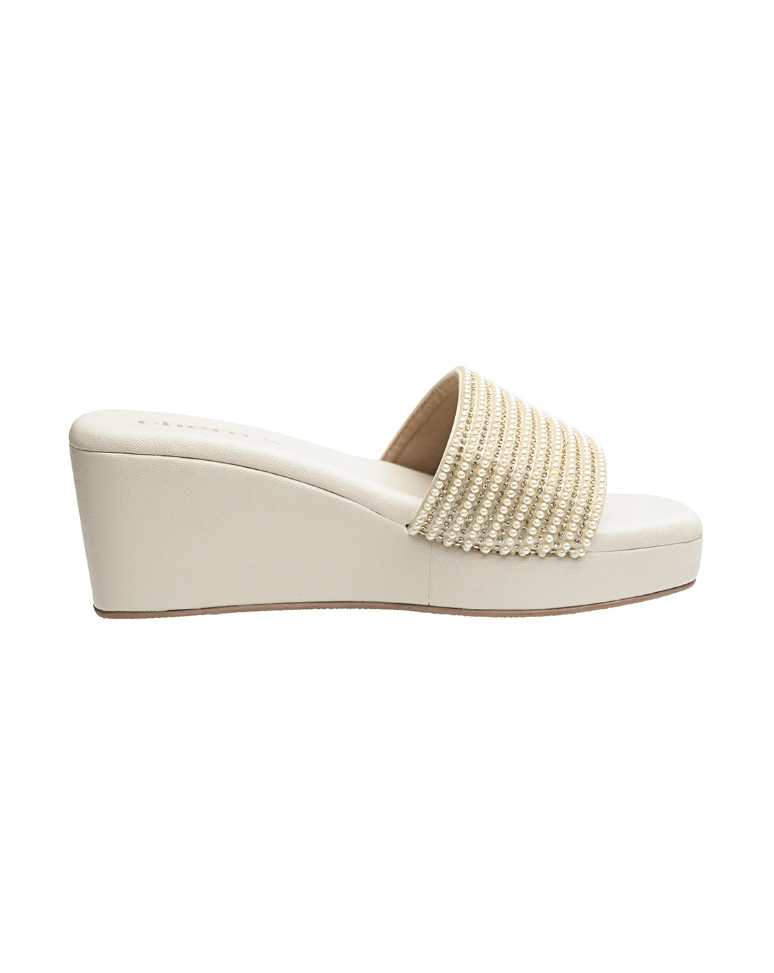 Golden Embellished Wedge Sandals | Elegant Party Wear Women's Heels