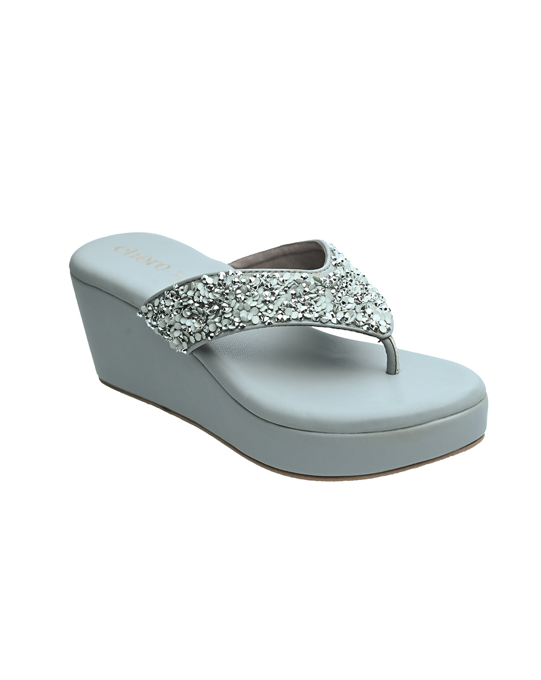 Chere Luxe Pearl Embellished Wedge Flip-Flops