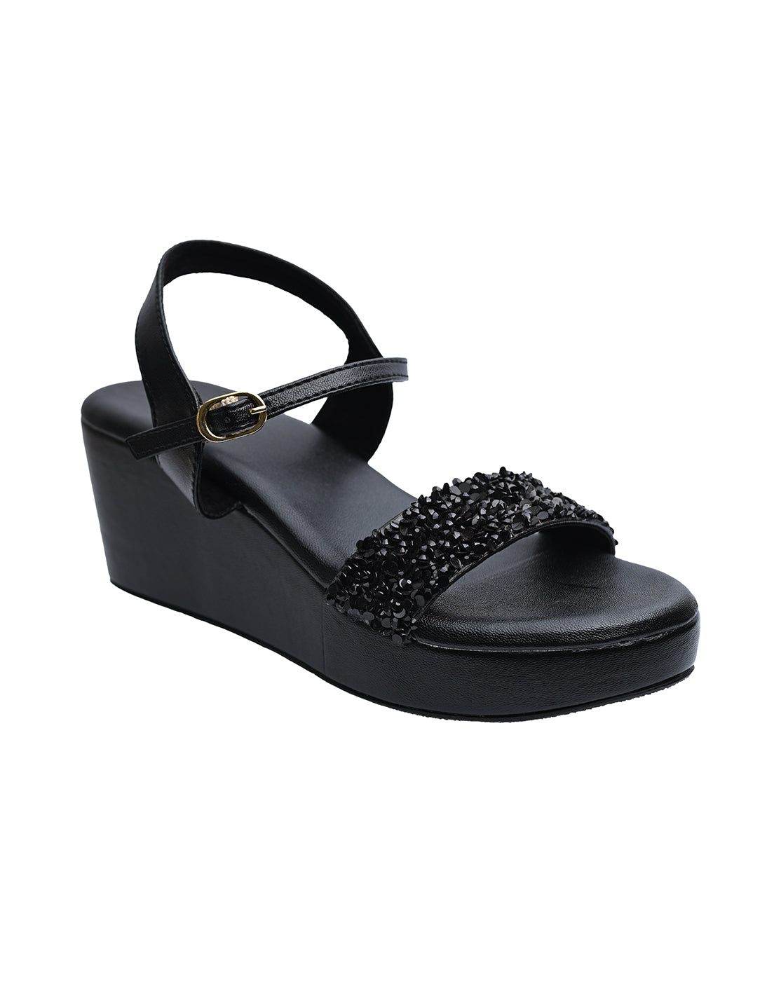 Chere Luxe Pearl Embellished Wedge Heels