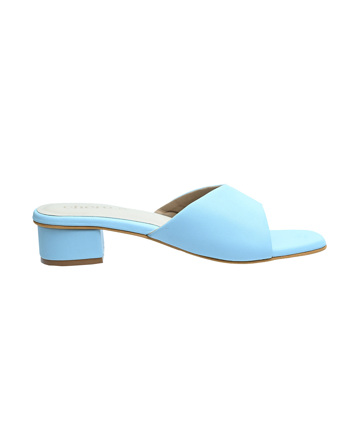 Chere Light Blue Square Toe Block Heel Mules | Trendy Women's Casual Heels