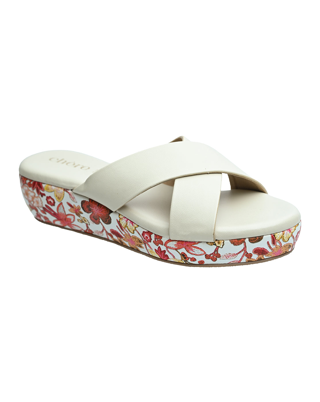 White Floral Platform Slides for Women | Comfortable & Trendy Summer Sandals