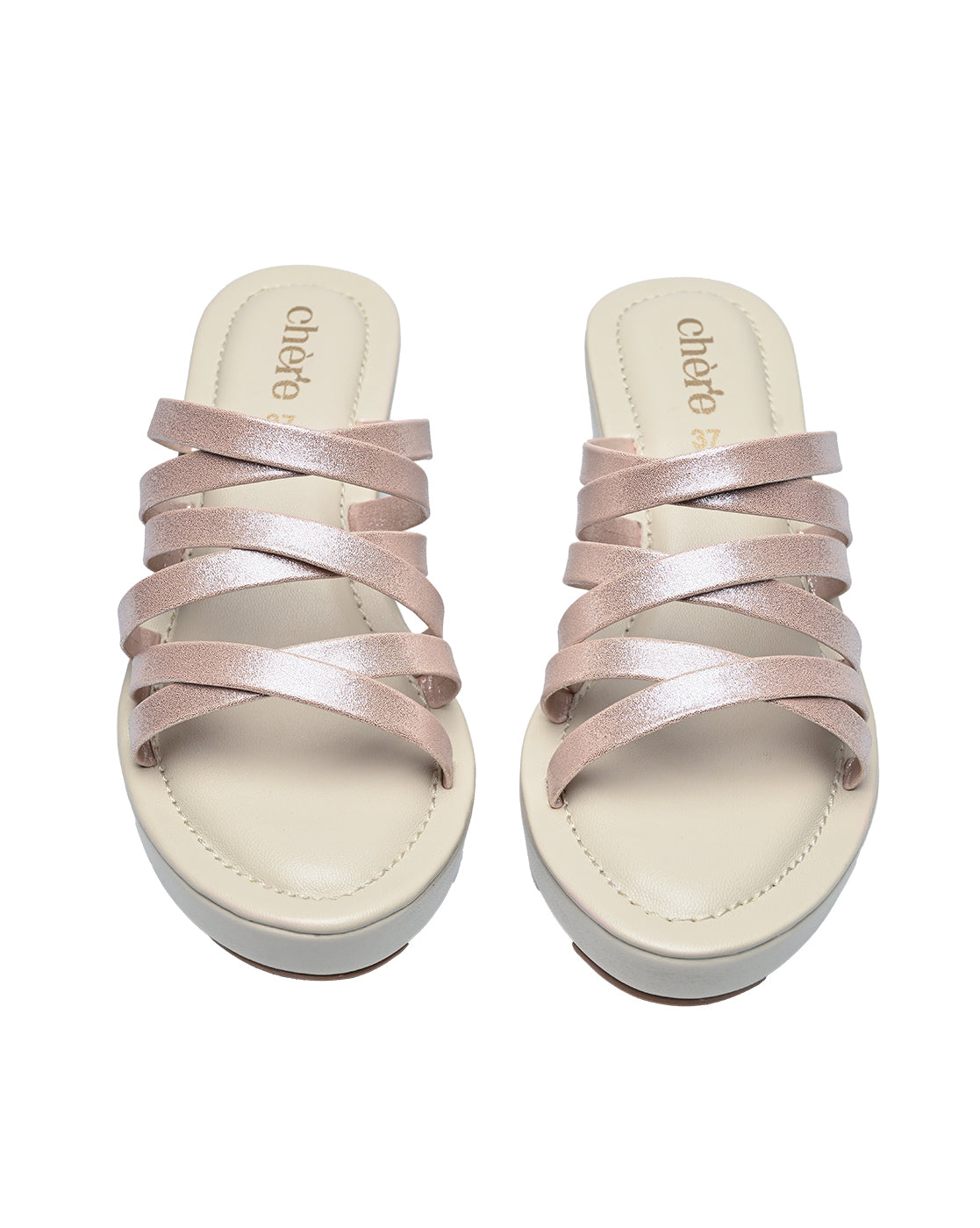 Chere Rose Gold Strappy Wedge Sandals – Glam Luxe Edit