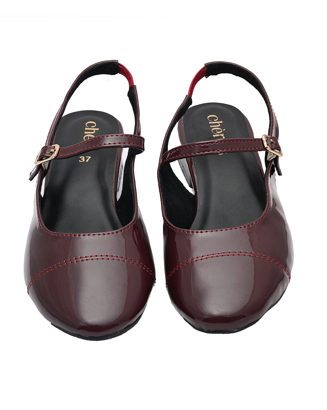 Burgundy Patent Leather Square Toe Mary Jane Block Heels | Retro Chic Women's Pumps
