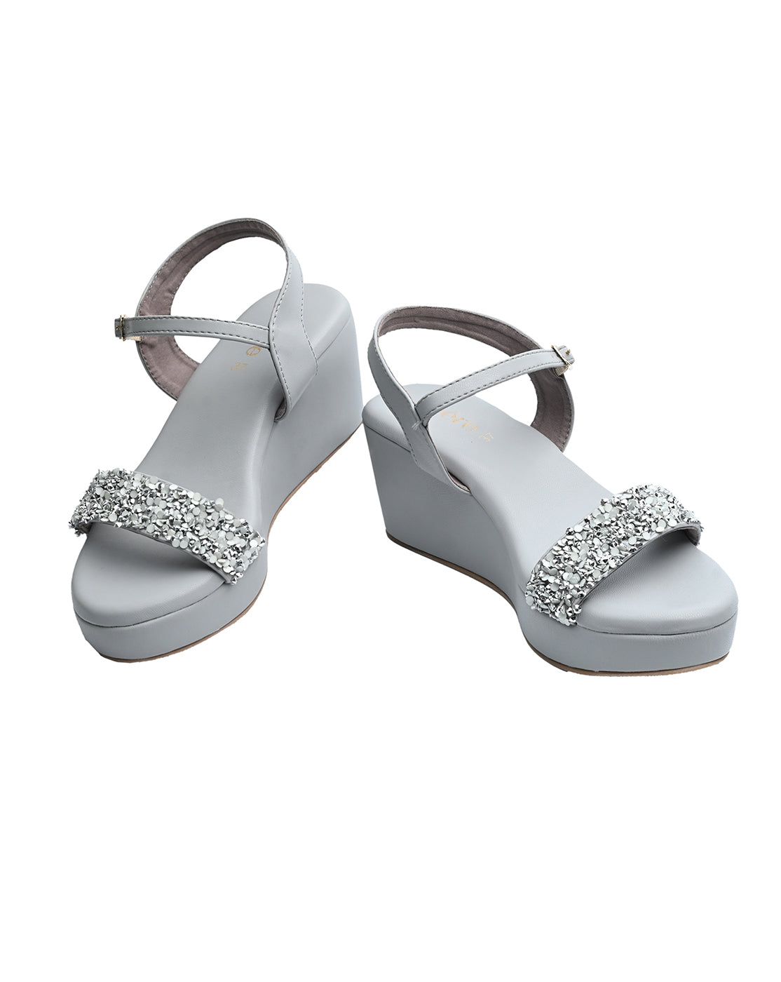 Chere Luxe Pearl Embellished Wedge Heels