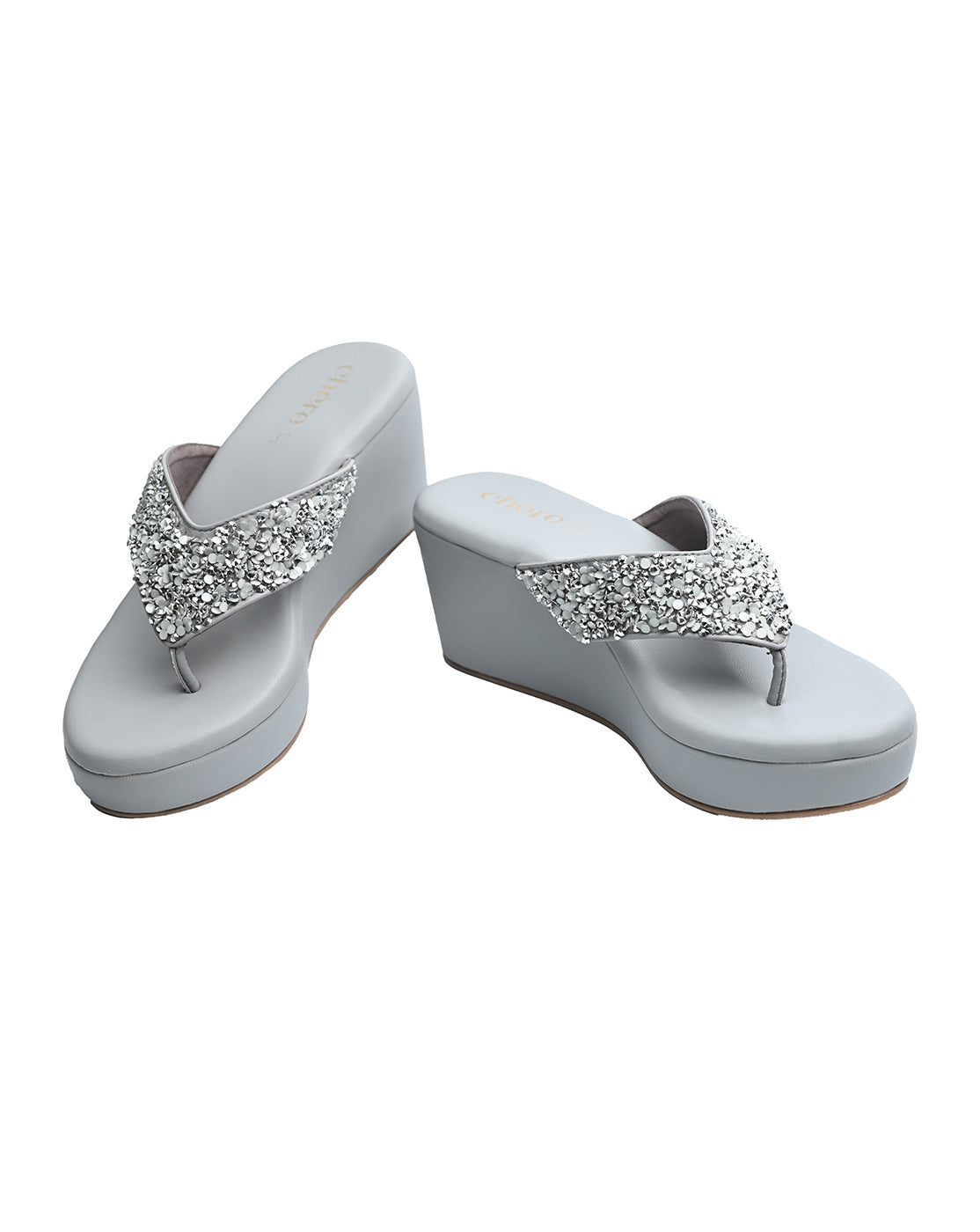 Chere Luxe Pearl Embellished Wedge Flip-Flops