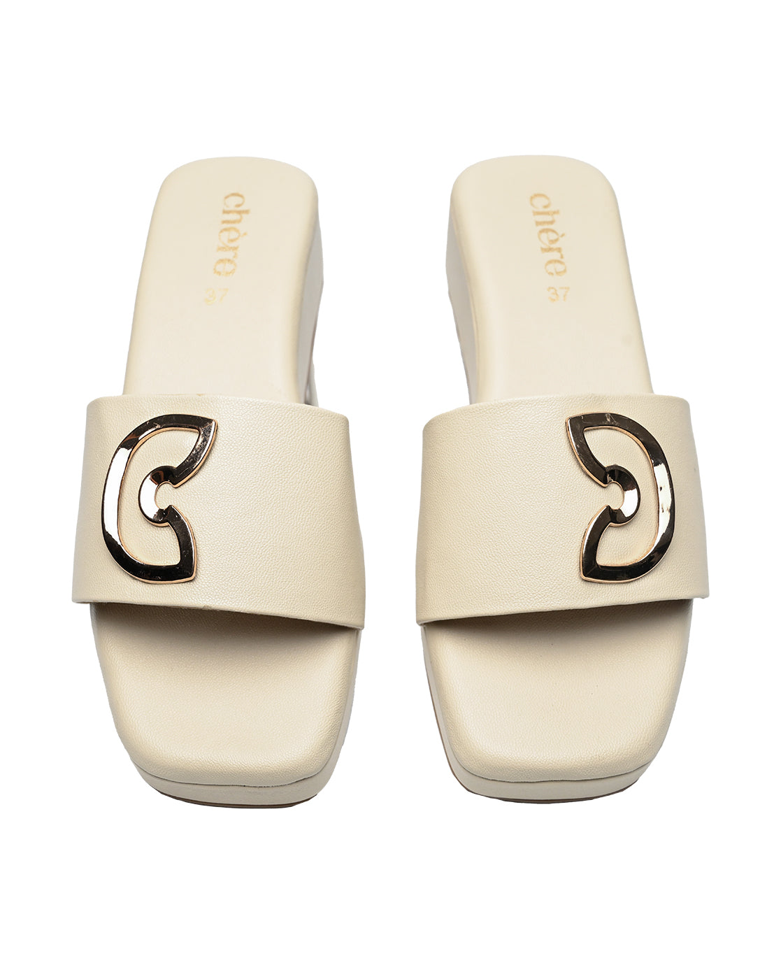 Chere Chain Accent Beige Wedge Sandals