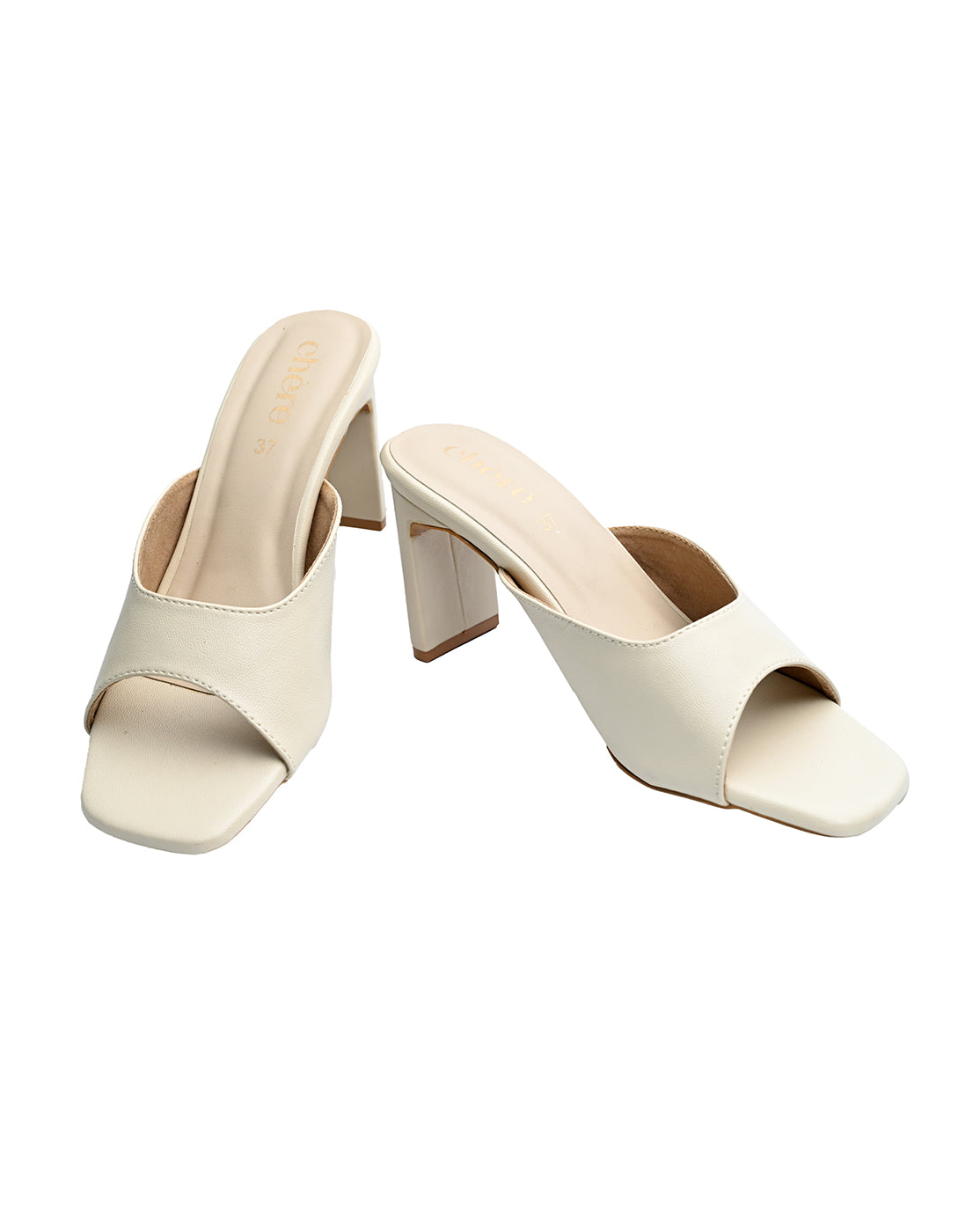 Chere Women’s Square Toe Slip-On Block Heel Mules – Elegant Open Toe Sandals for Casual and Party Wear