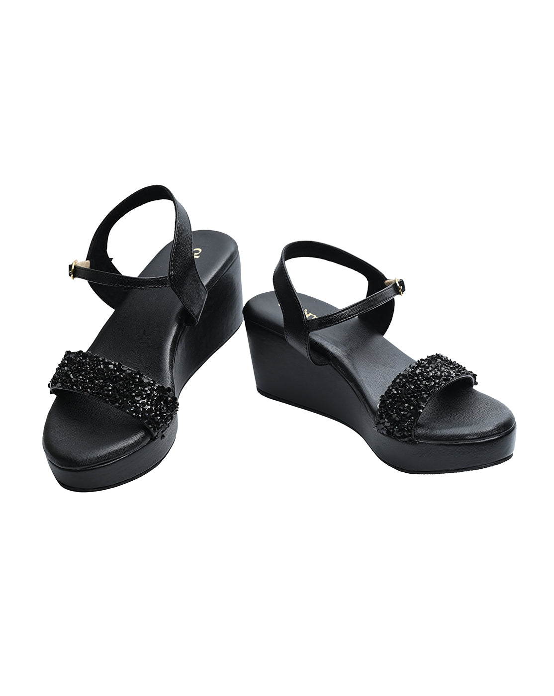 Chere Luxe Pearl Embellished Wedge Heels