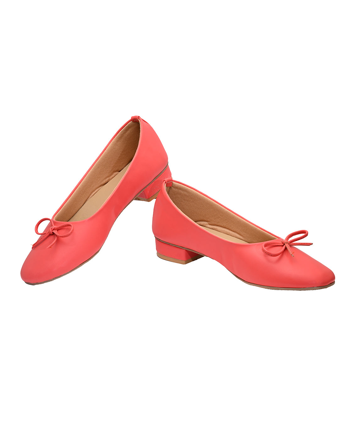 Vibrant Orange Ballet Flats with Bow Detail | Classic Women's Everyday Shoes
