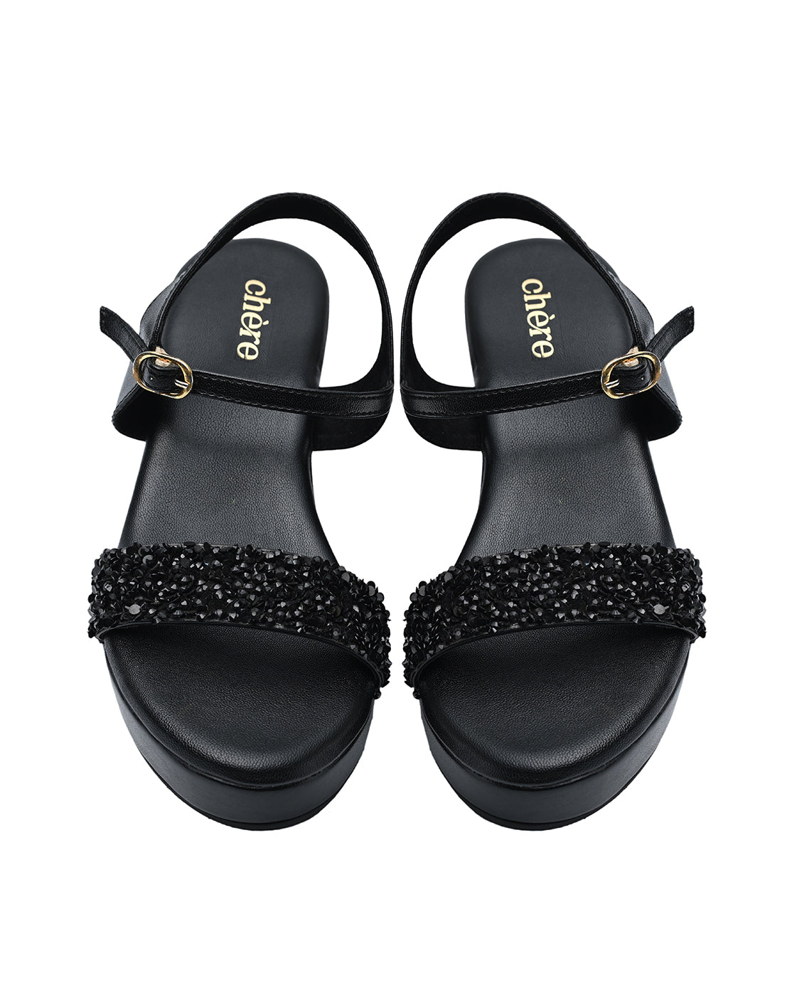 Chere Luxe Pearl Embellished Wedge Heels