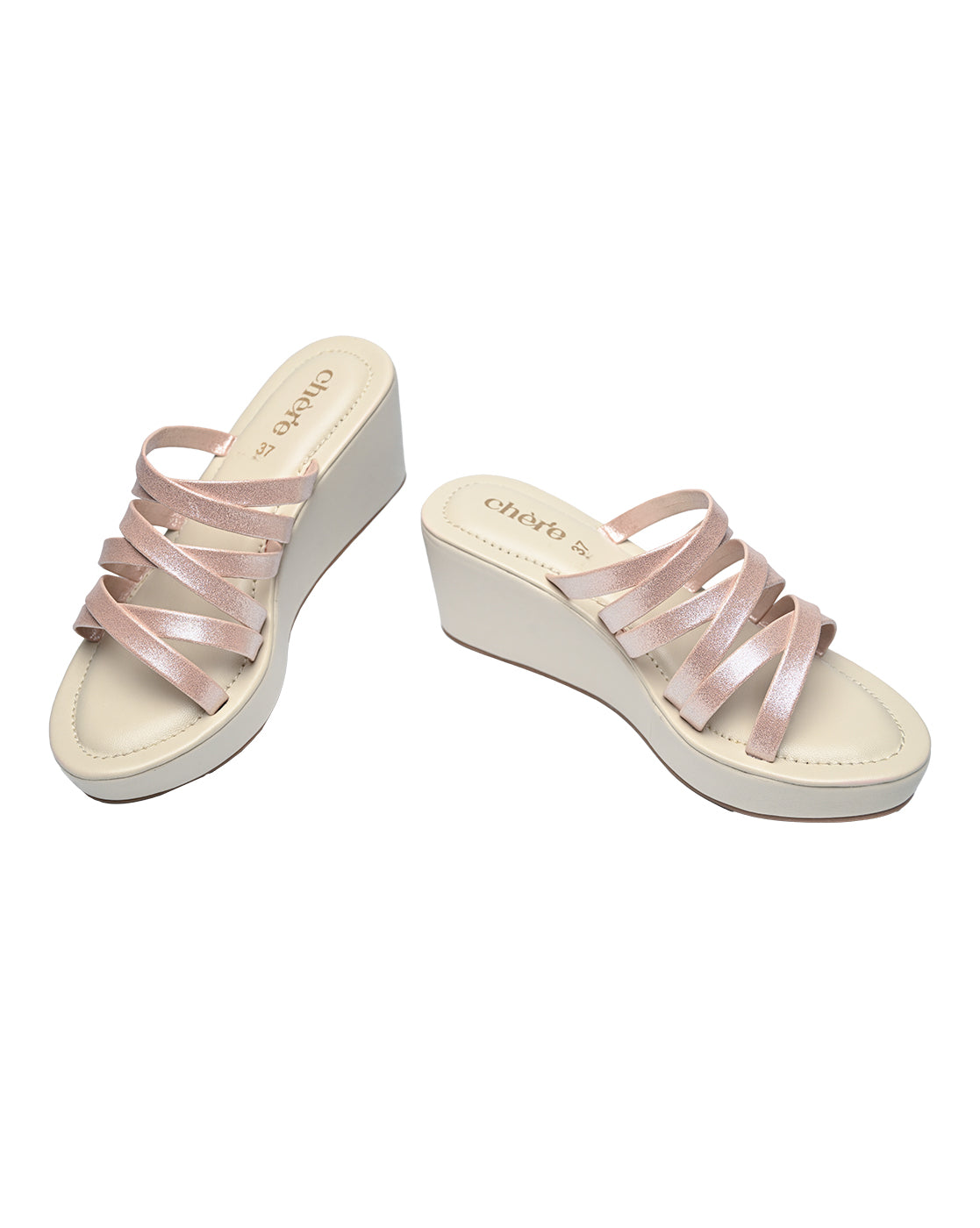 Chere Rose Gold Strappy Wedge Sandals – Glam Luxe Edit