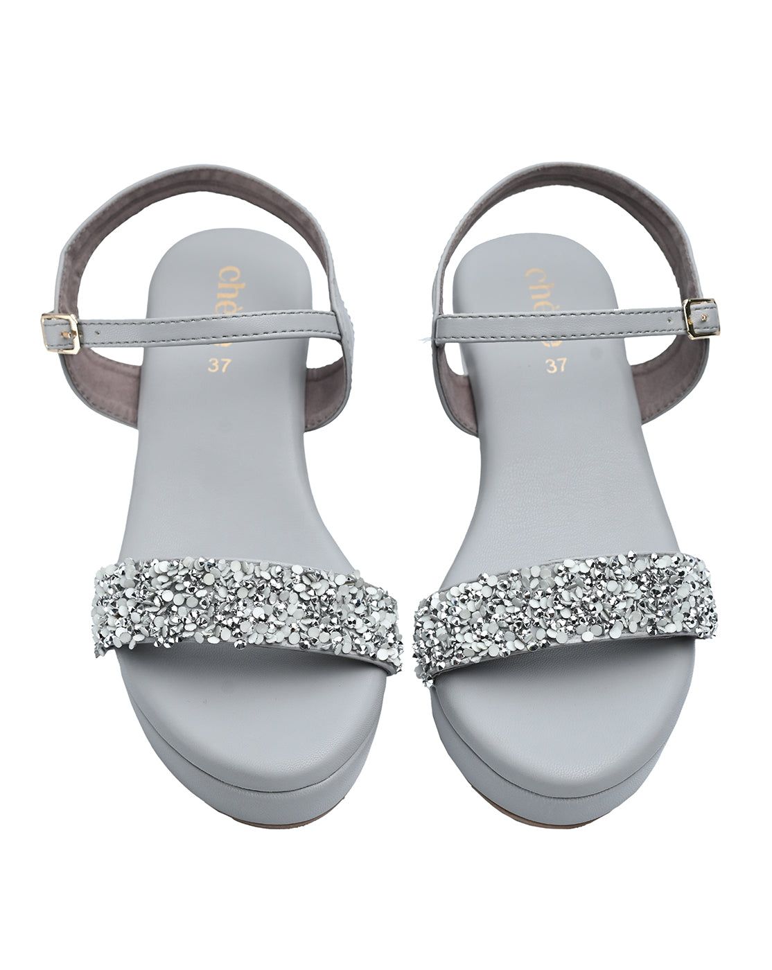 Chere Luxe Pearl Embellished Wedge Heels