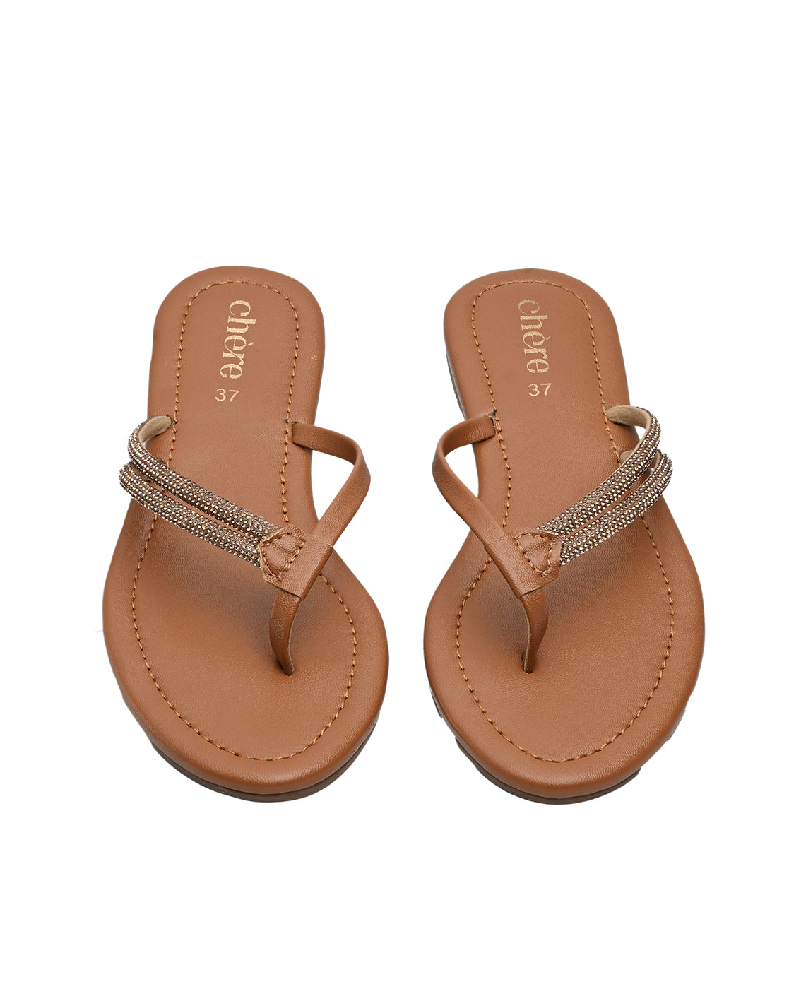 Chere Brown Thong Sandals with Braided Strap | Casual Women's Summer Flats