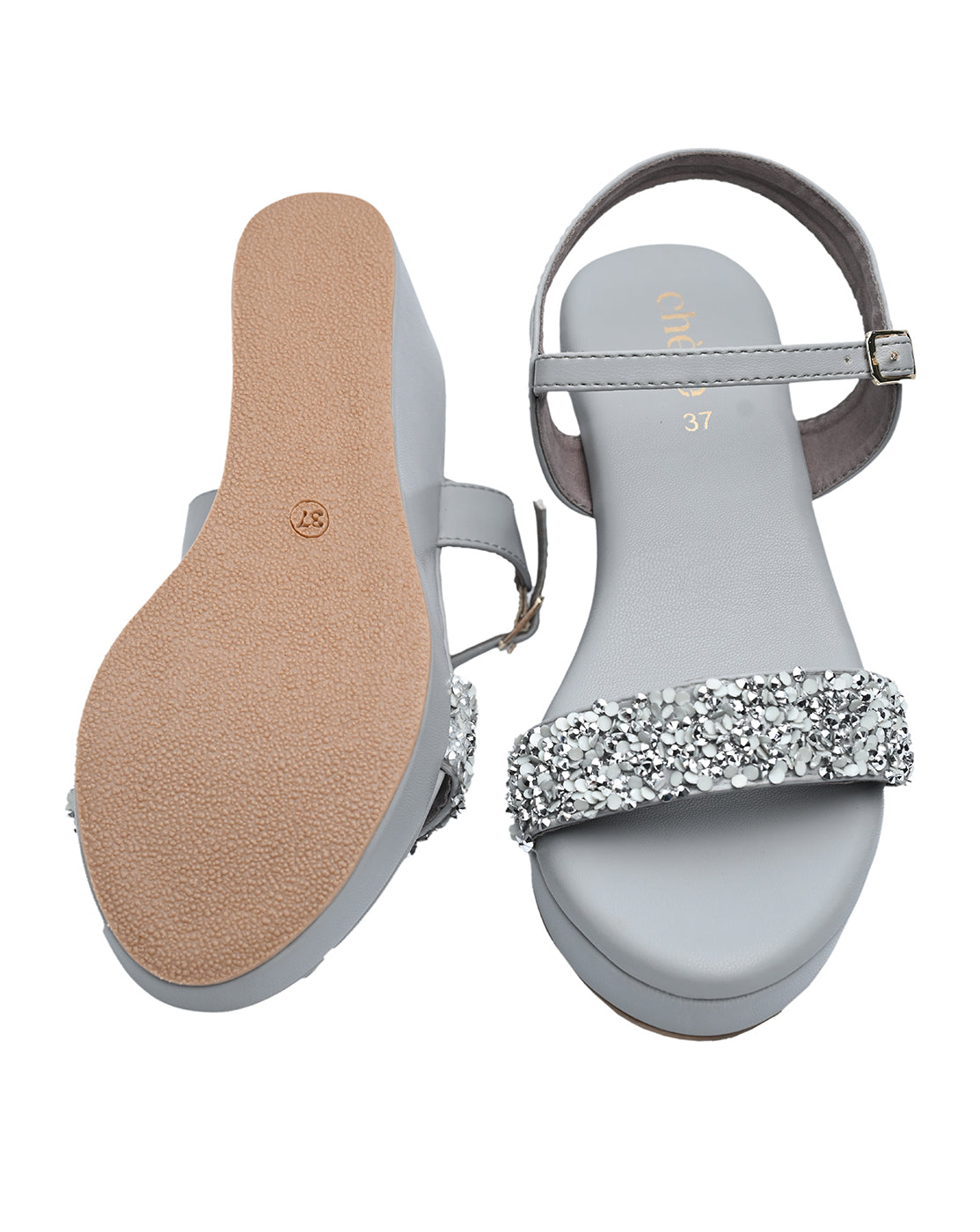 Chere Luxe Pearl Embellished Wedge Heels