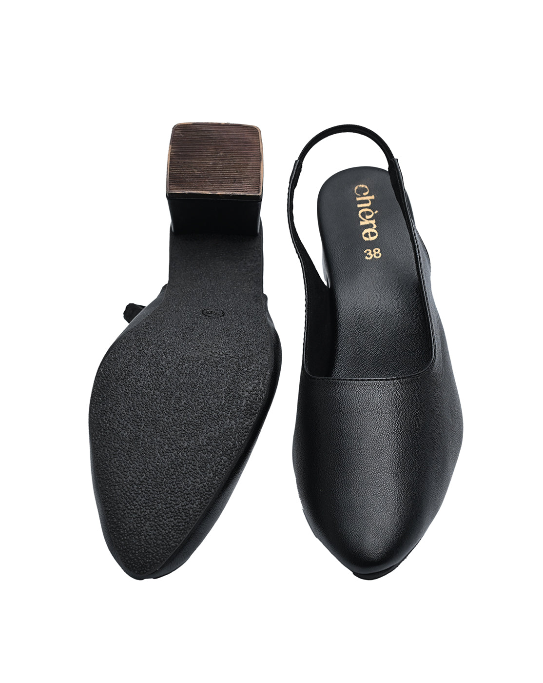 Black Pointed Slingback Kitten Heels | Elegant Women's Low Heels