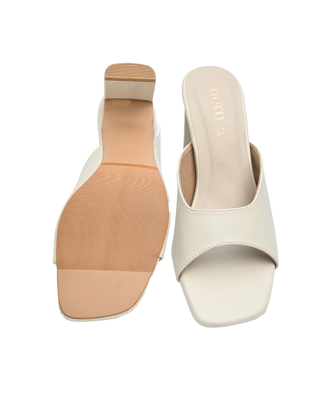 Chere Women’s Square Toe Slip-On Block Heel Mules – Elegant Open Toe Sandals for Casual and Party Wear