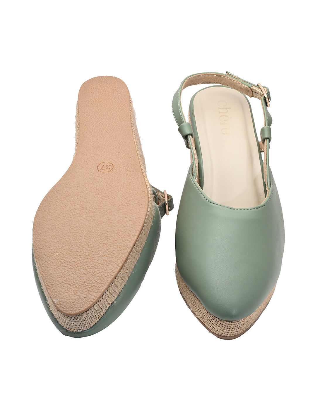 Sage Green Espadrille Wedges for Women | Closed-Toe Slingback Comfort Heels