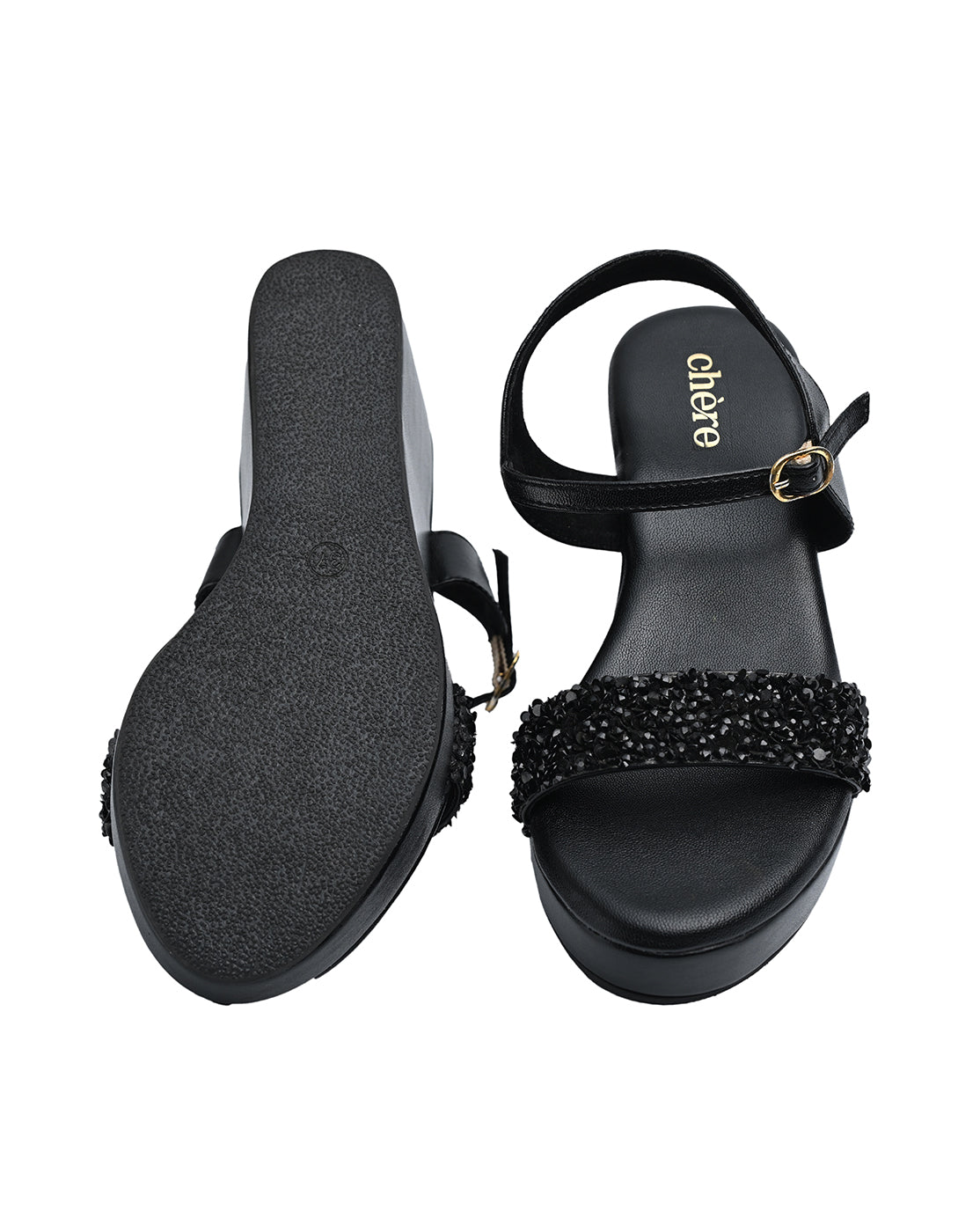 Chere Luxe Pearl Embellished Wedge Heels