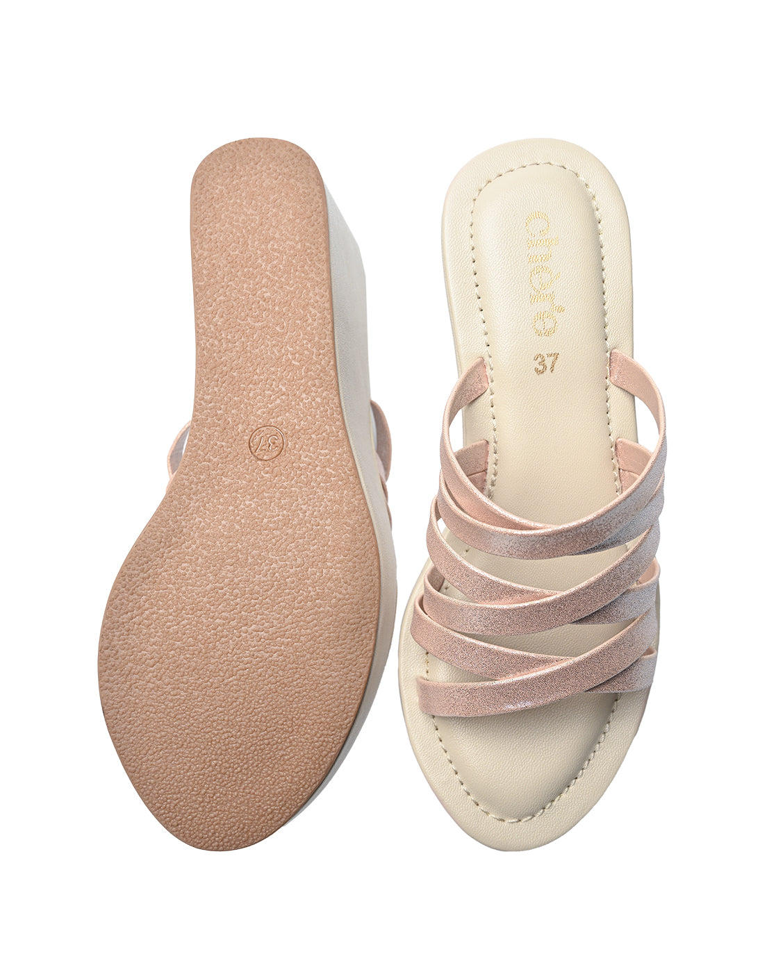 Chere Rose Gold Strappy Wedge Sandals – Glam Luxe Edit