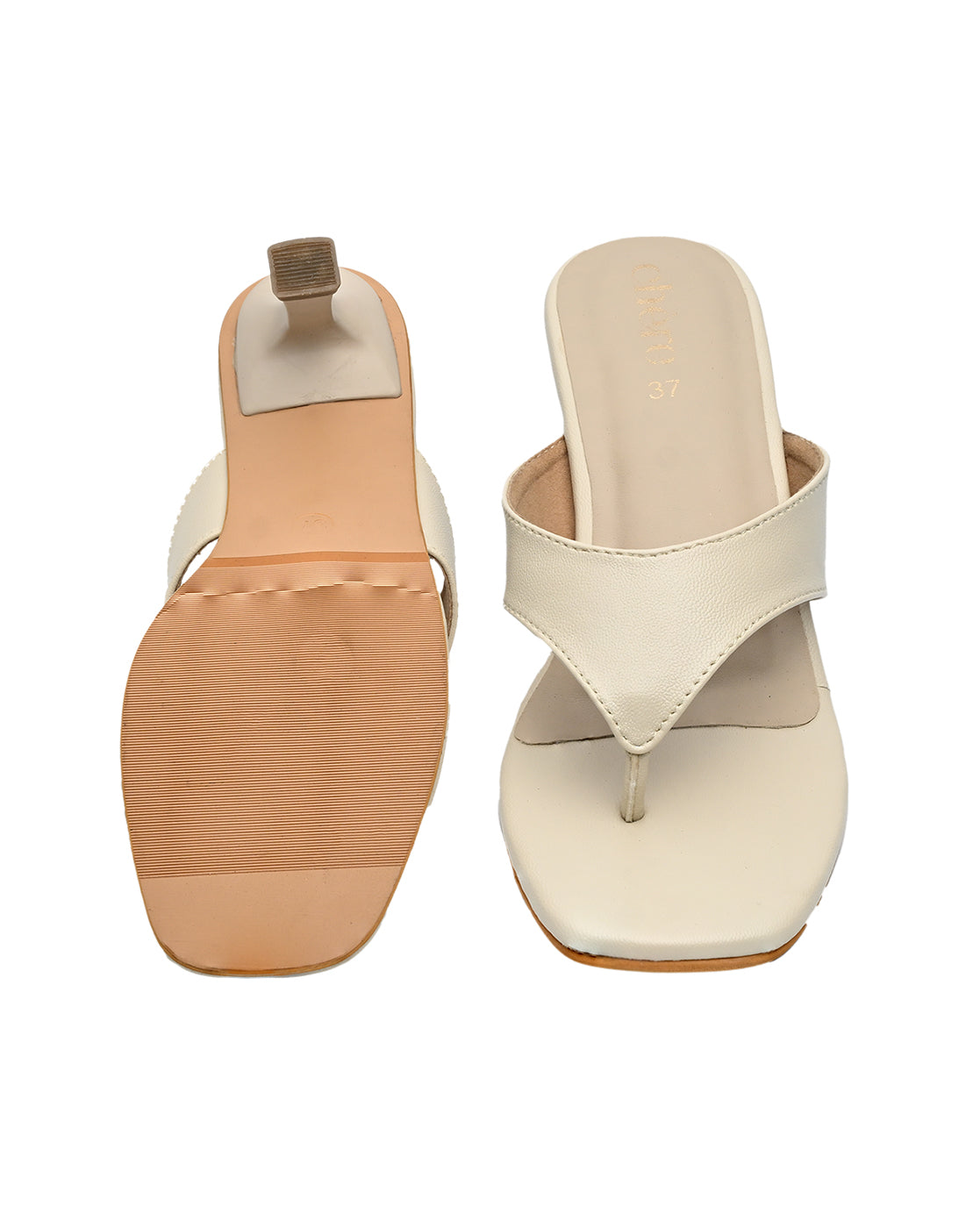 Elegant Ivory Kitten Heel Thong Sandals | Chic & Comfortable Women's Footwear