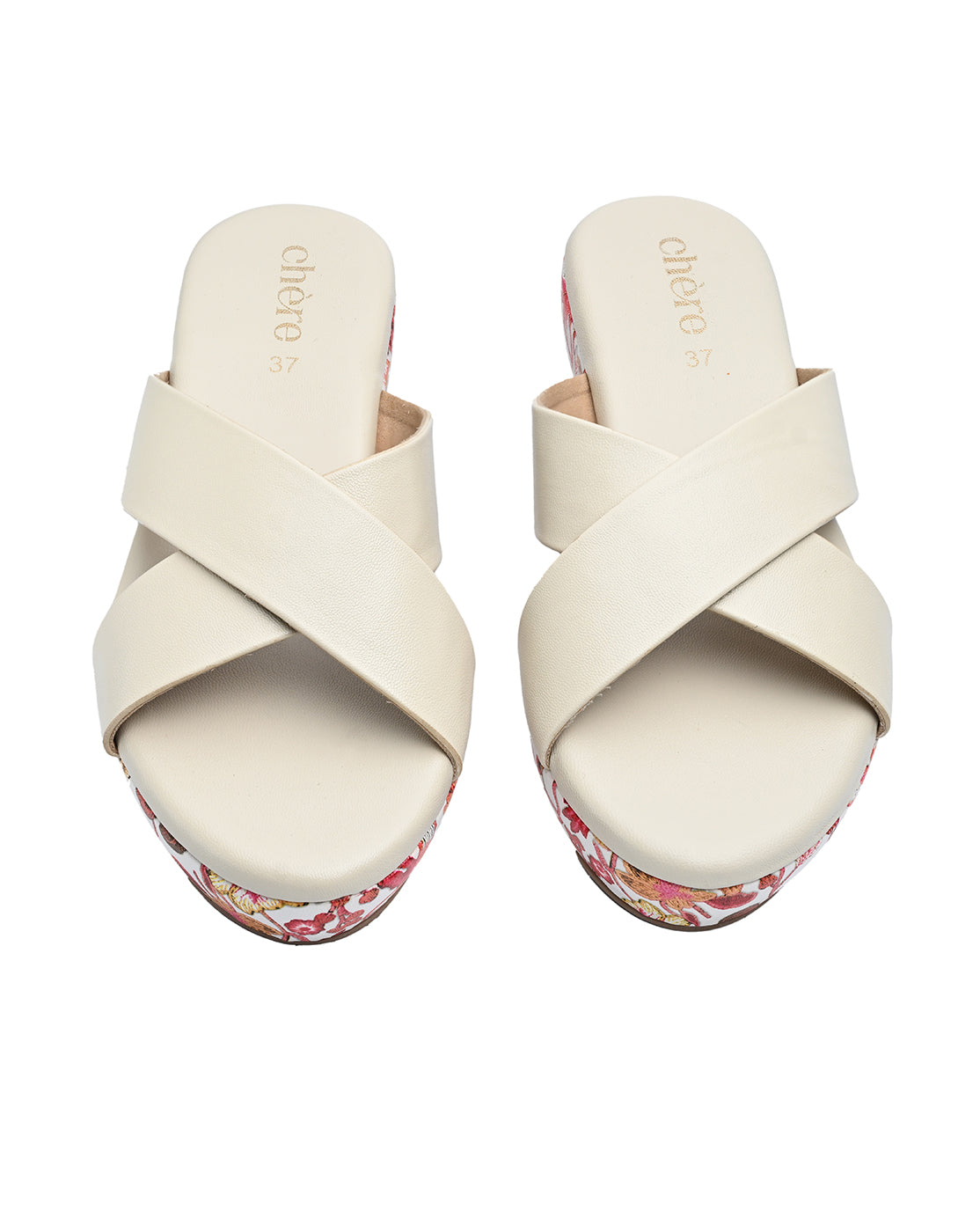 White Floral Platform Slides for Women | Comfortable & Trendy Summer Sandals