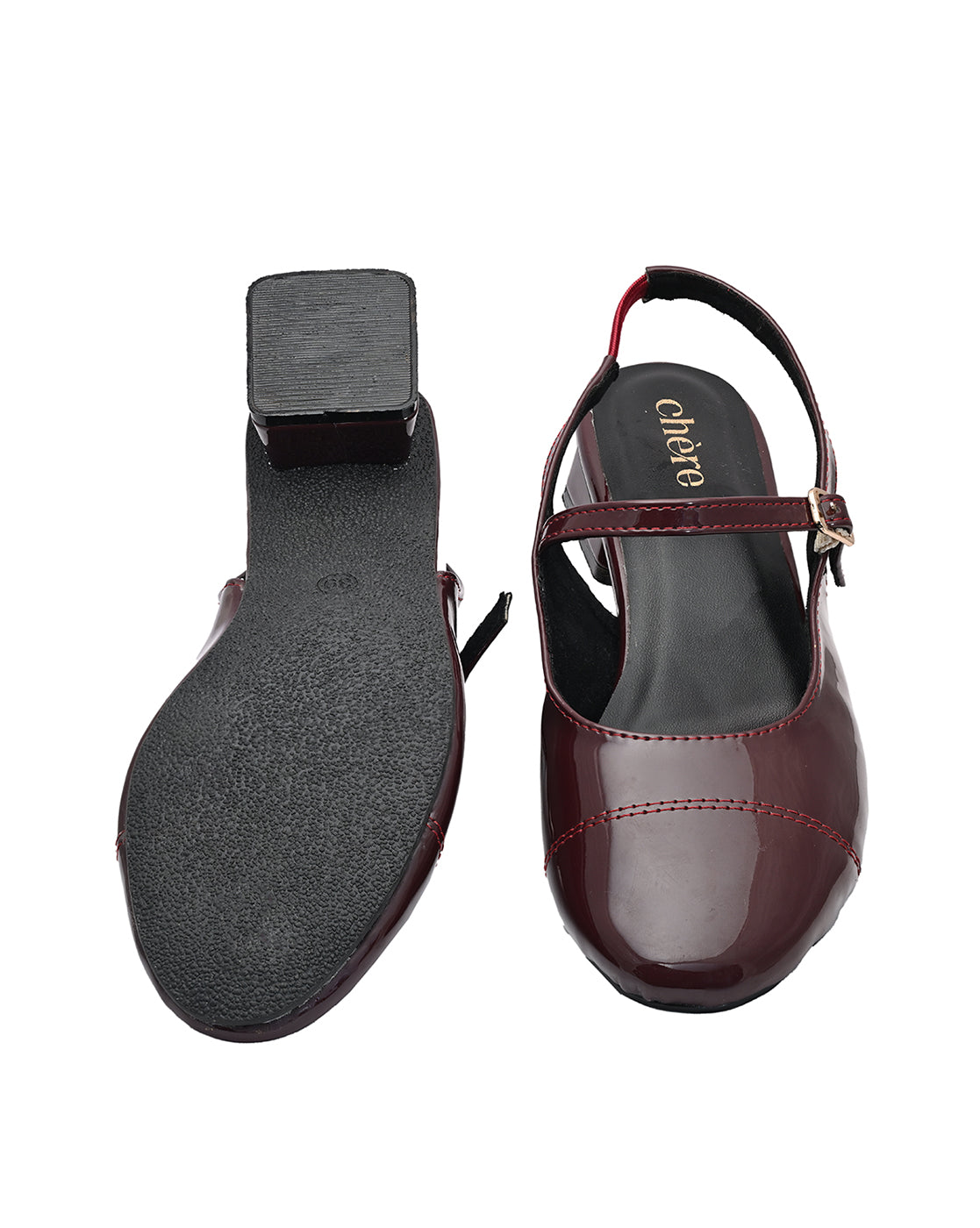 Burgundy Patent Leather Square Toe Mary Jane Block Heels | Retro Chic Women's Pumps