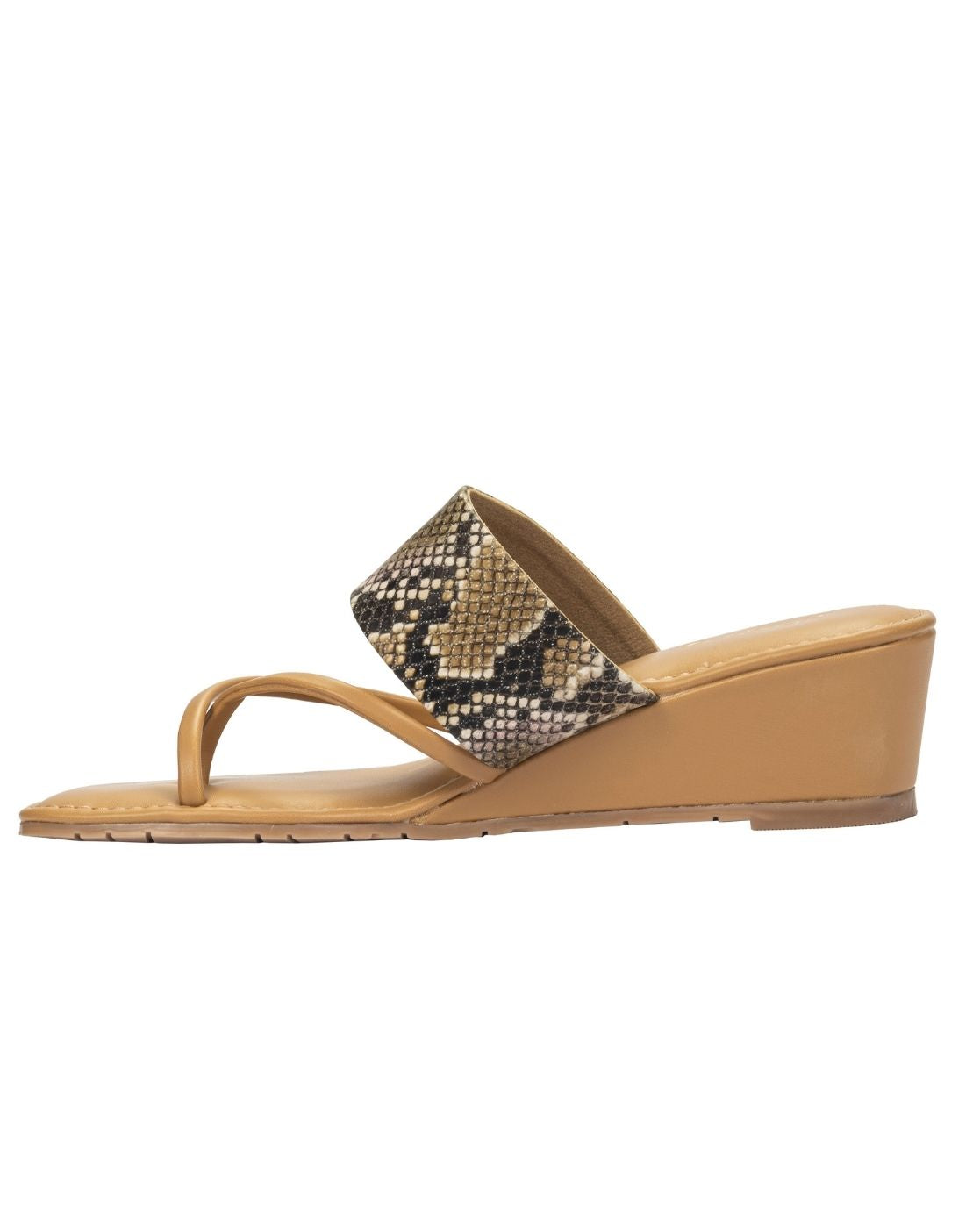 Chere Brown Premium snake print wedge strap and string
