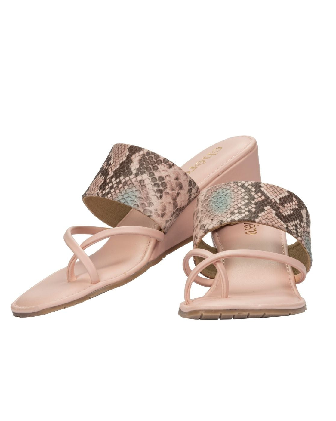 Chere Pink Premium snake print wedge strap and string