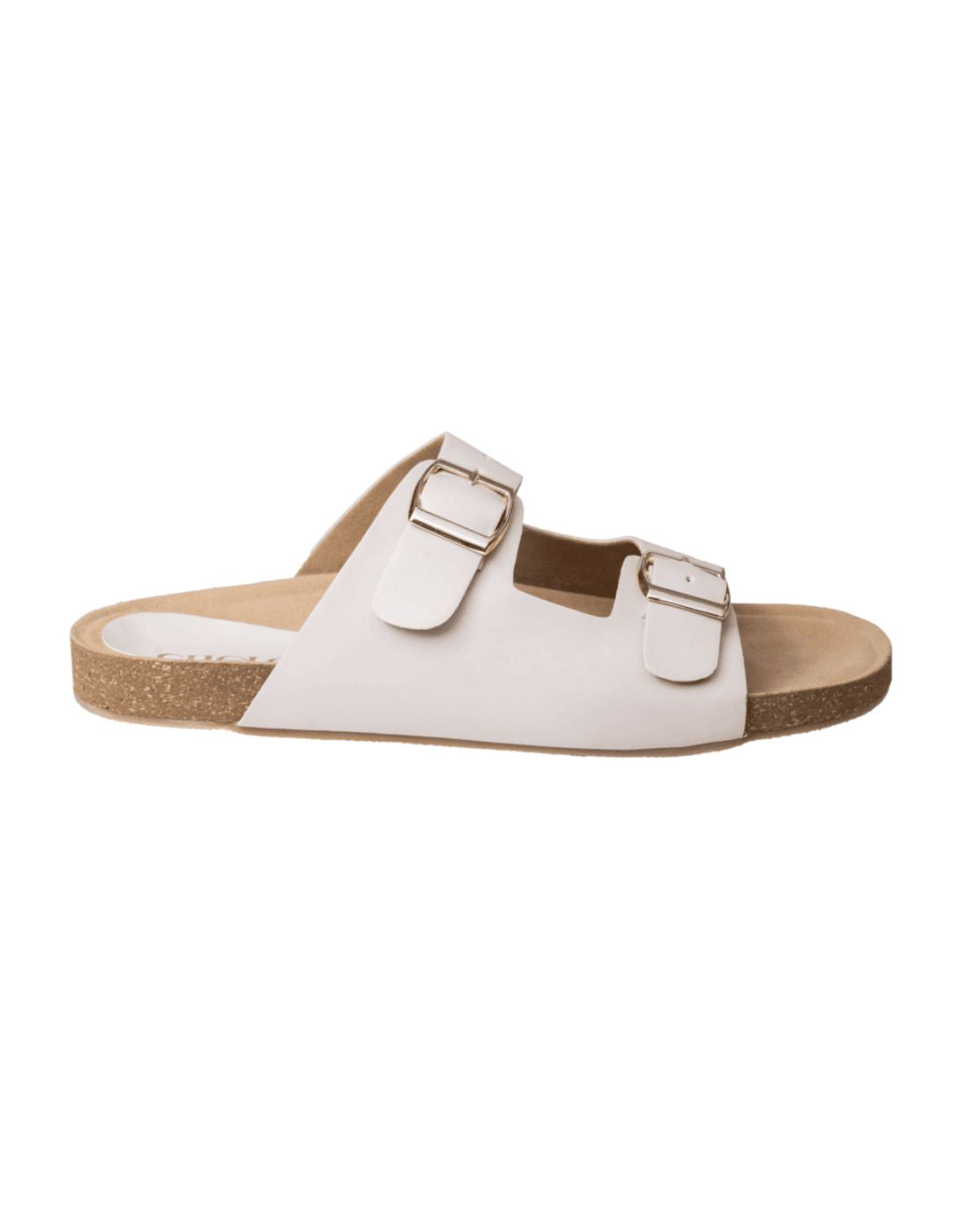 Chere Women’s Beige Double Buckle Slip-On Sandals – Elegant & Comfy Casual Wear