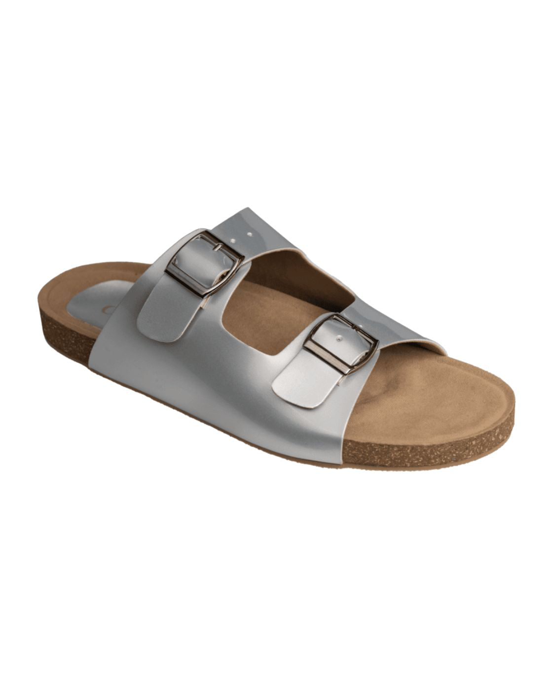 Chere Women’s Beige Double Buckle Slip-On Sandals – Elegant & Comfy Casual Wear