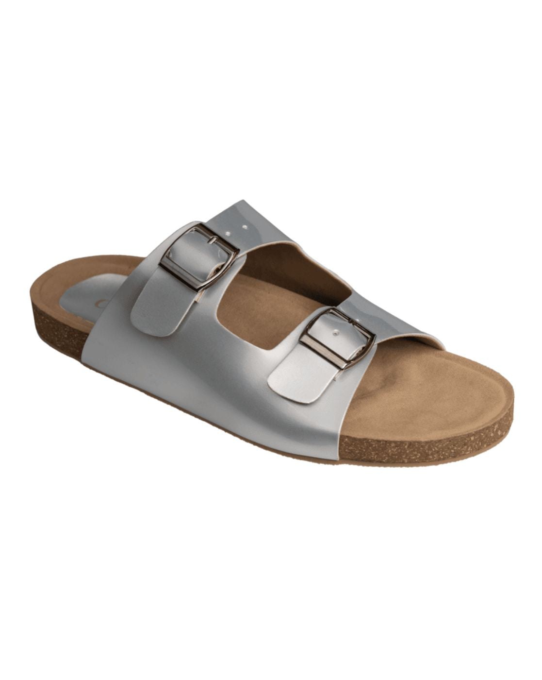 Chere Women’s Beige Double Buckle Slip-On Sandals – Elegant & Comfy Casual Wear