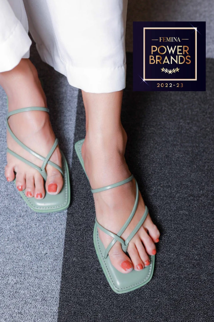 Green Uber Stylish Solid Strappy Open Toe Flats