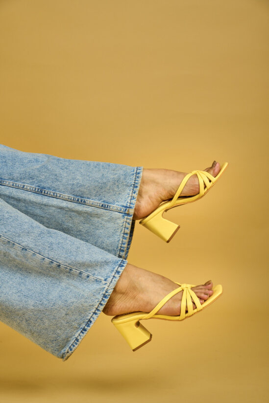 Pastel Yellow Chunky Block Heels