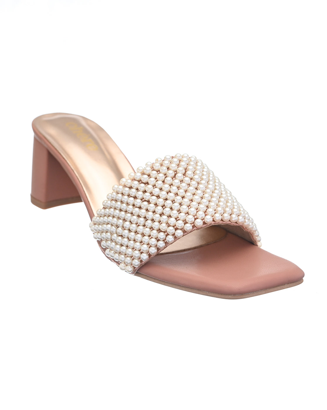 Pearl-Embellished Evening Block Heels