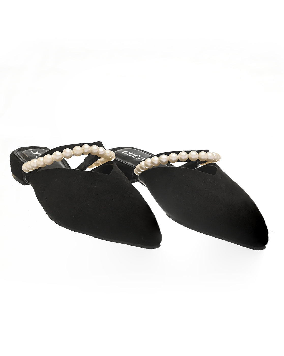 Buy Velvet Noir Pearl Black Mules for Women | Women's Mules | Chere