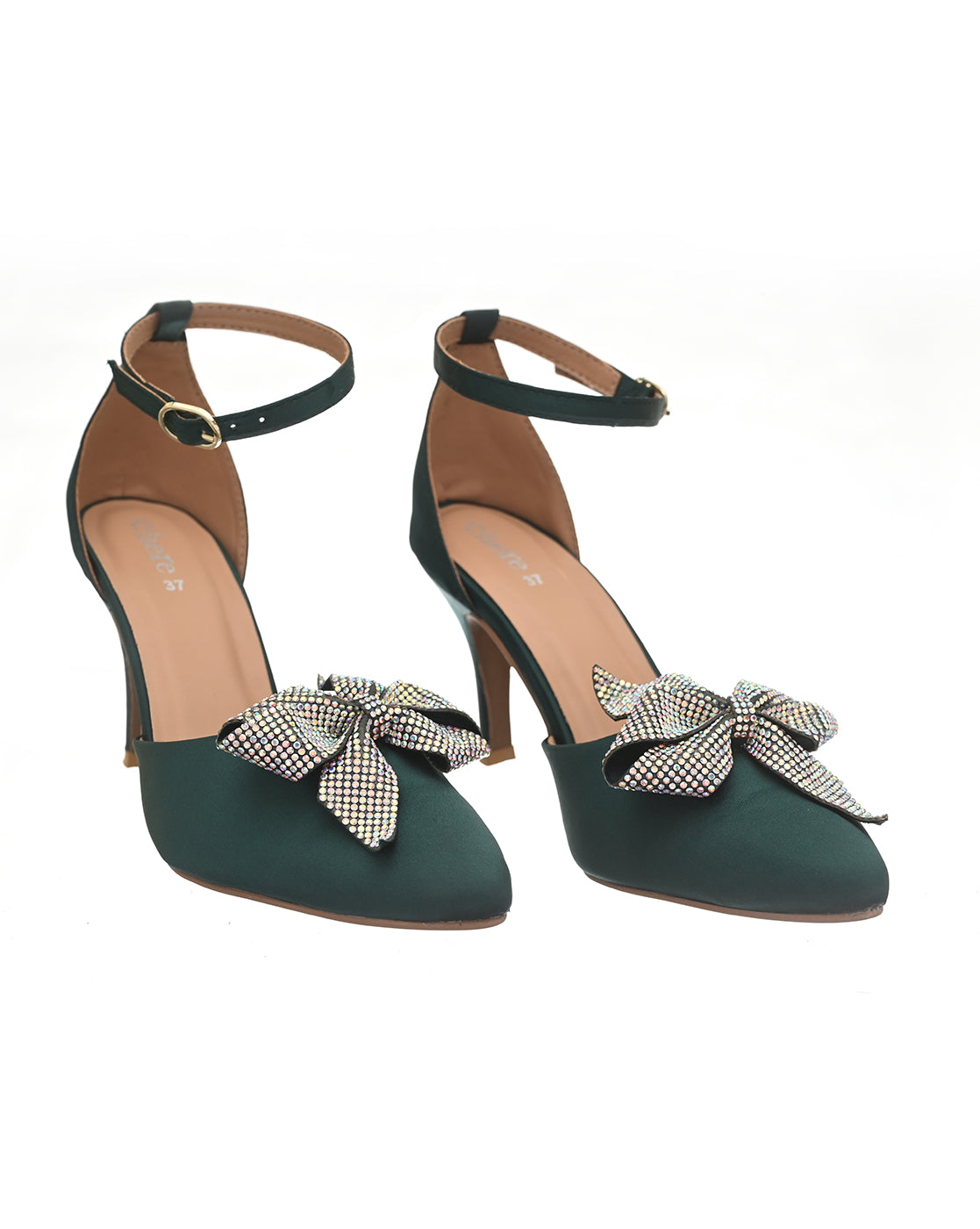 Emerald Green Wedding Shoes with Crystal Heel Design – Custom Wedding Shoes  by A Bidda Bling
