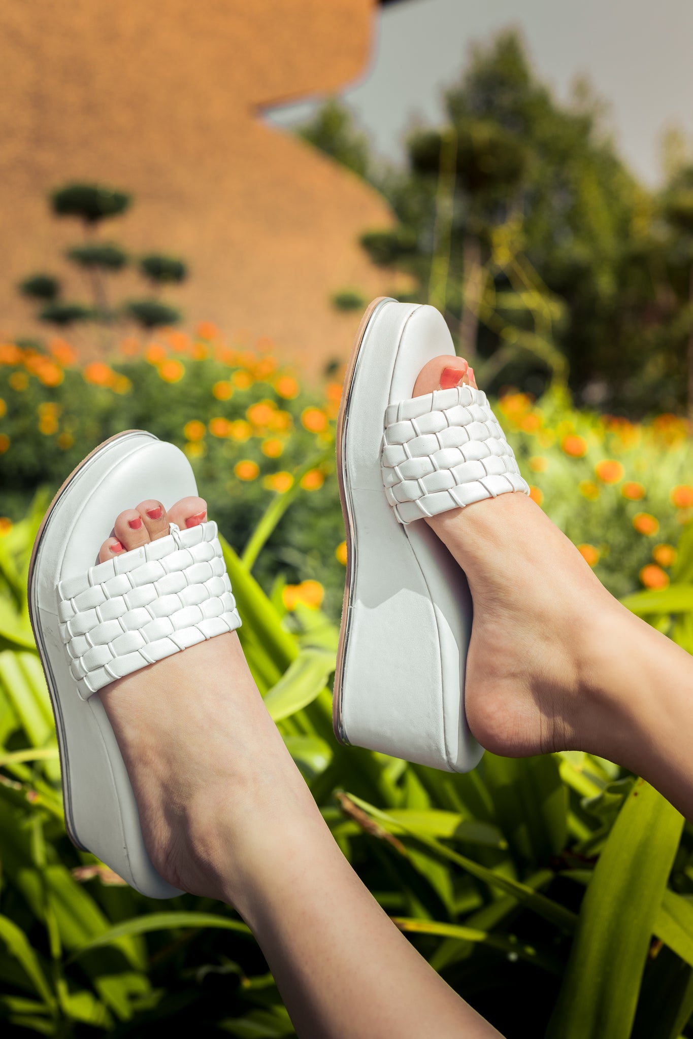 White Casual Wedges for Women