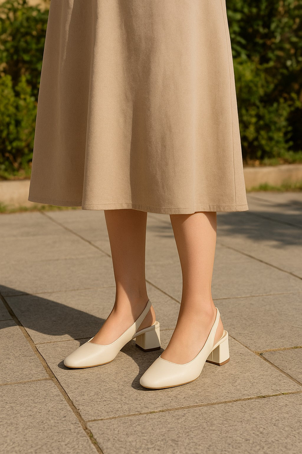 Beige Pointed Slingback Heels | Elegant Women's Heels