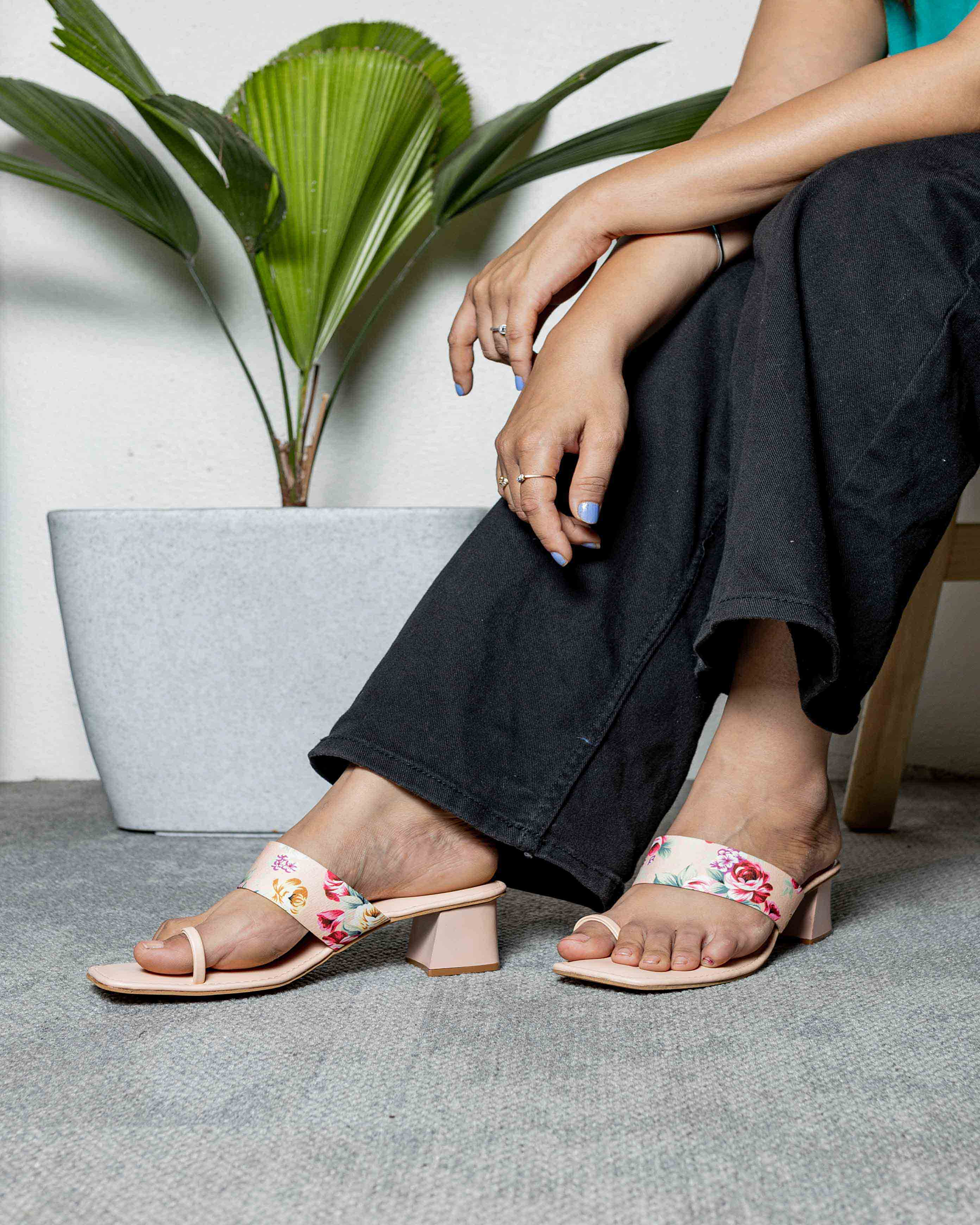 Buy CORSICA Women Off White & Green Floral Print Block Heels - Heels for  Women 7488863 | Myntra